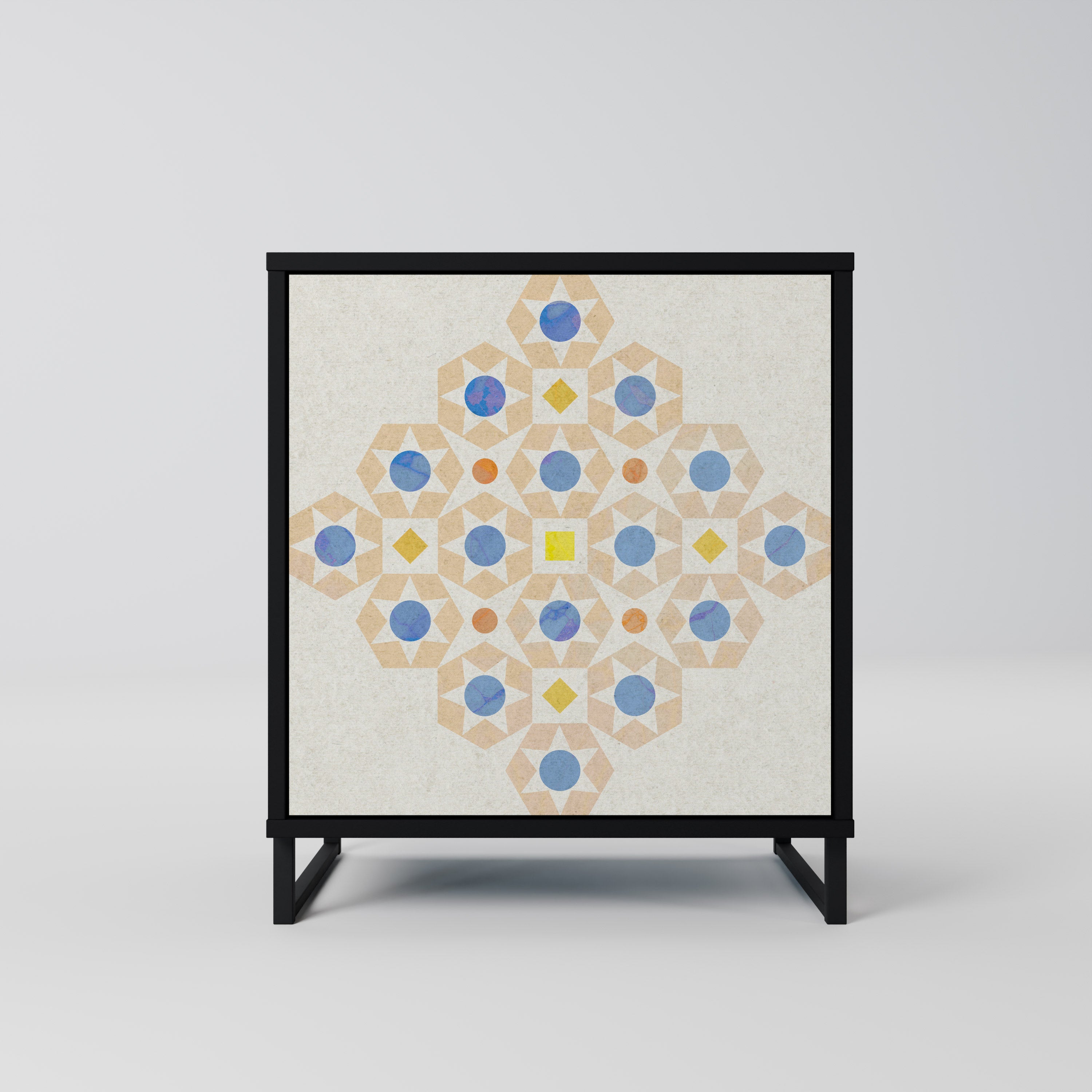 Aparador PRISM DE 1 puerta con estampado en acabado negro