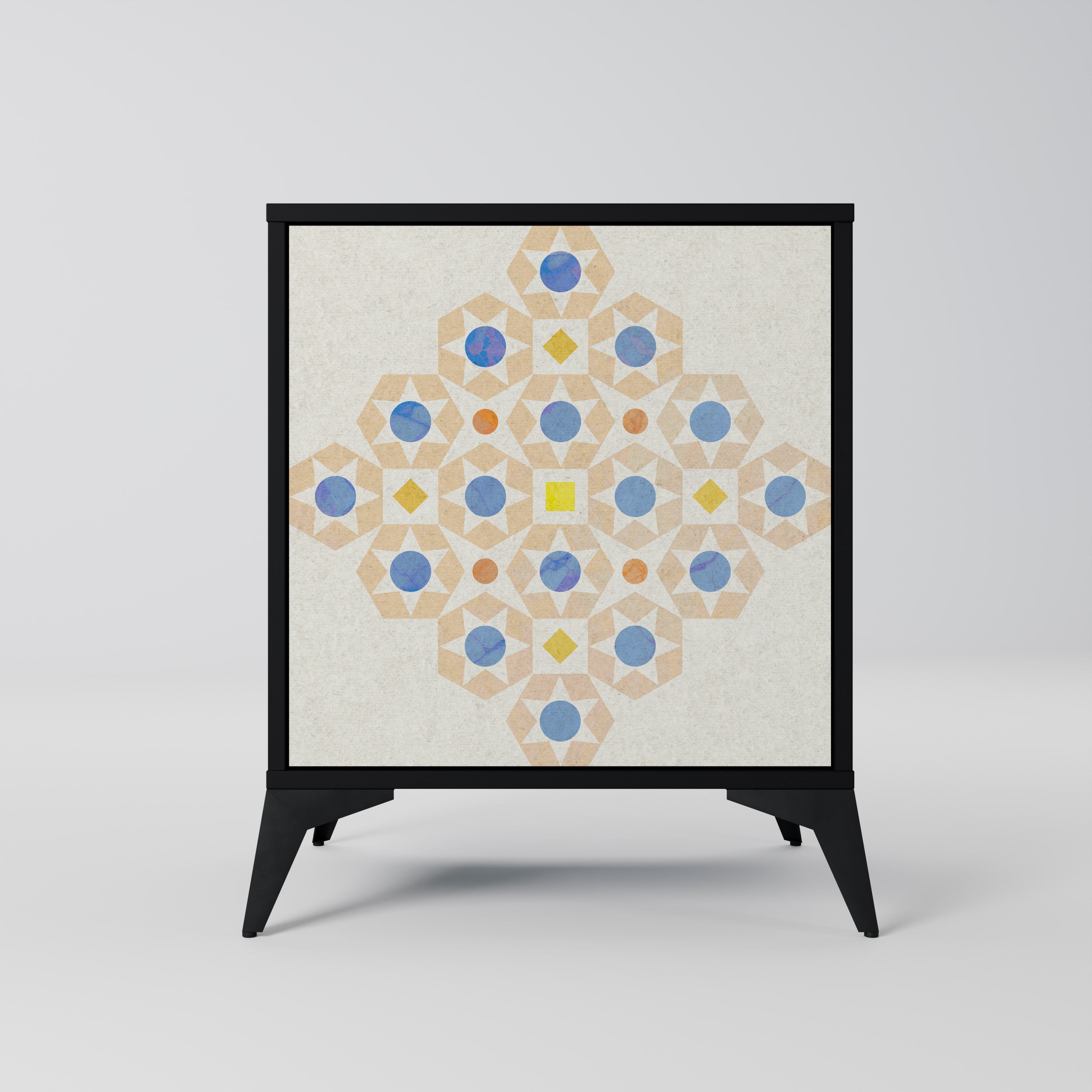 Aparador PRISM DE 1 puerta con estampado en acabado negro