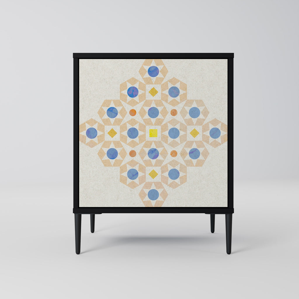 Aparador PRISM DE 1 puerta con estampado en acabado negro