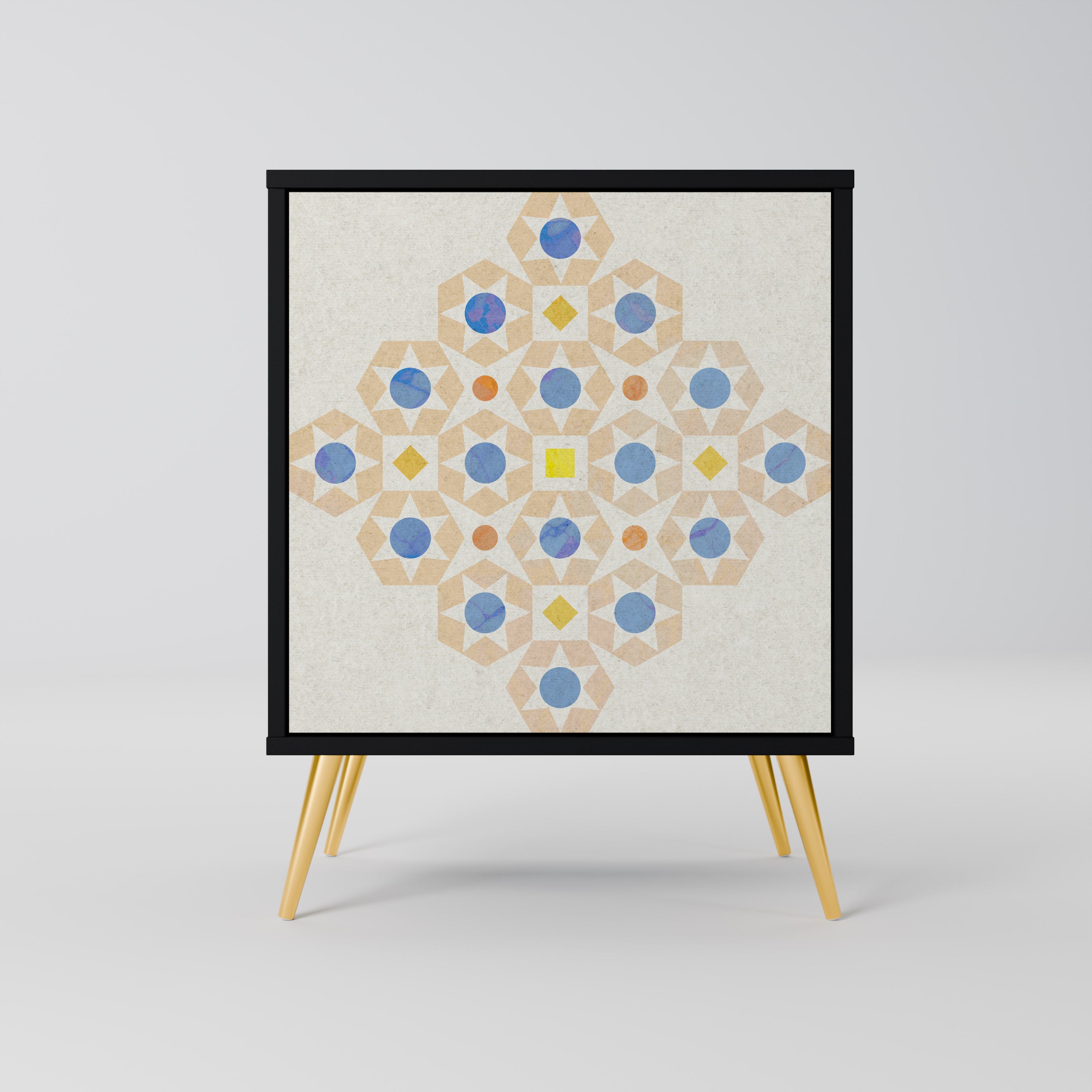 Aparador PRISM DE 1 puerta con estampado en acabado negro