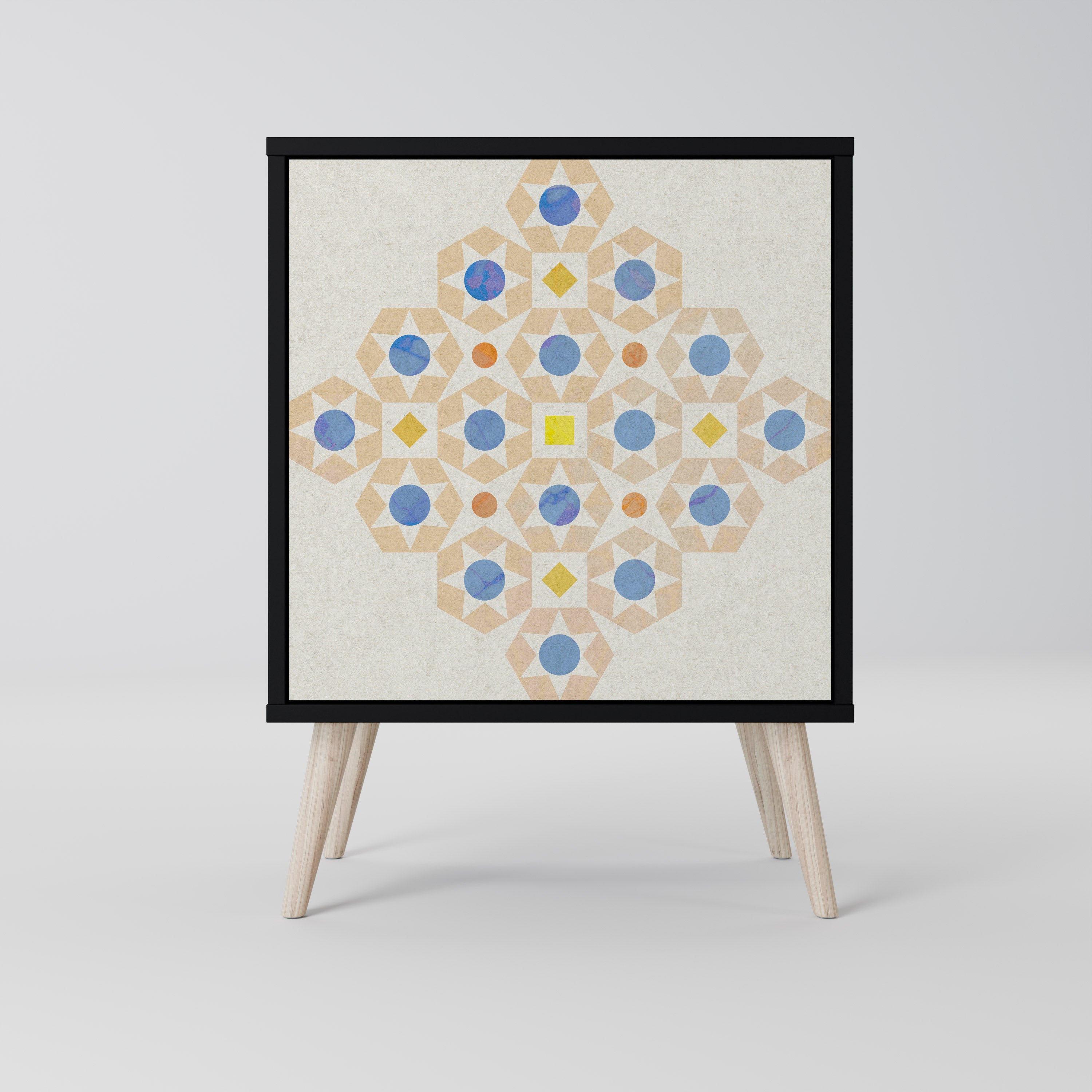 Aparador PRISM DE 1 puerta con estampado en acabado negro