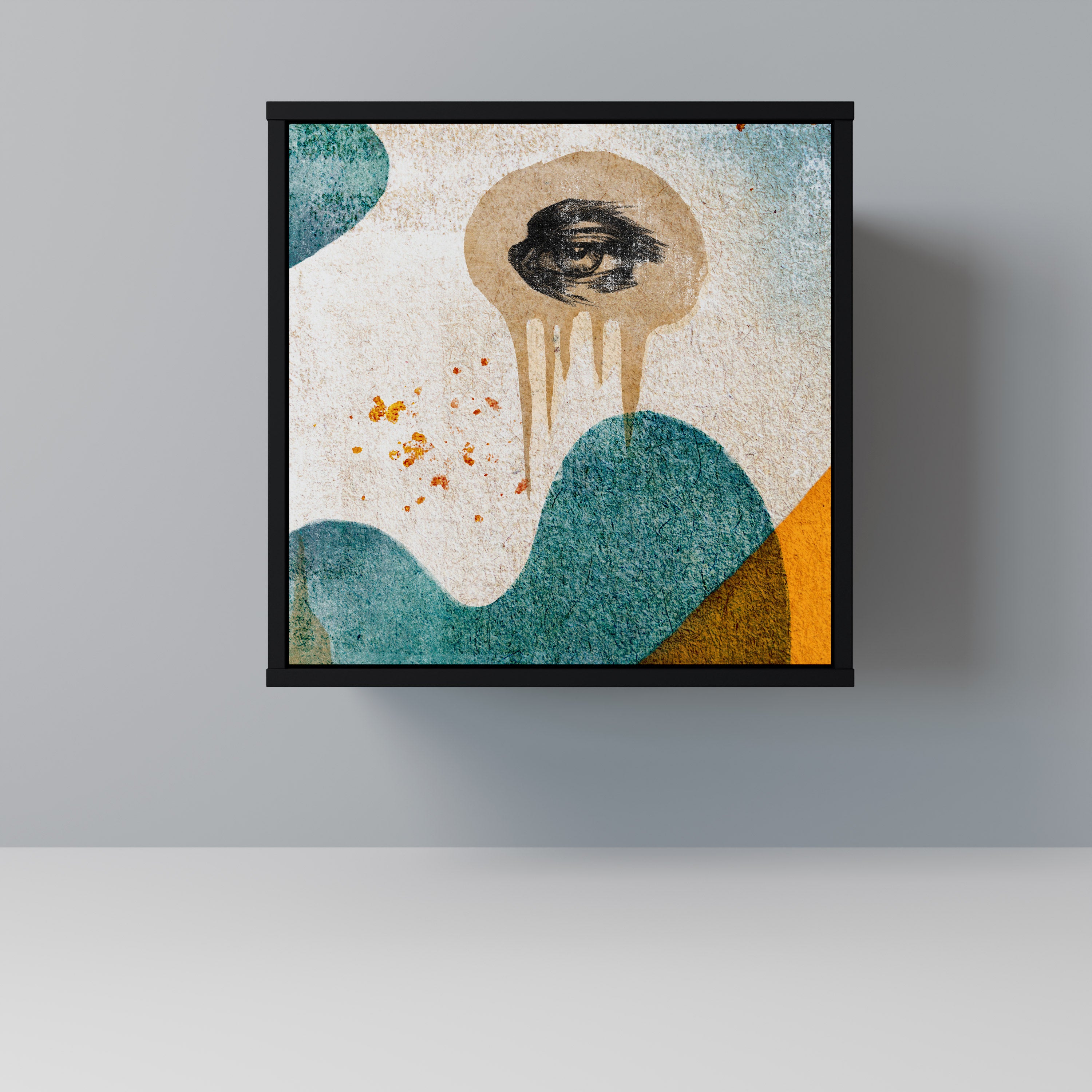 Aparador ABSTRACT FACES de 1 puerta en acabado negro