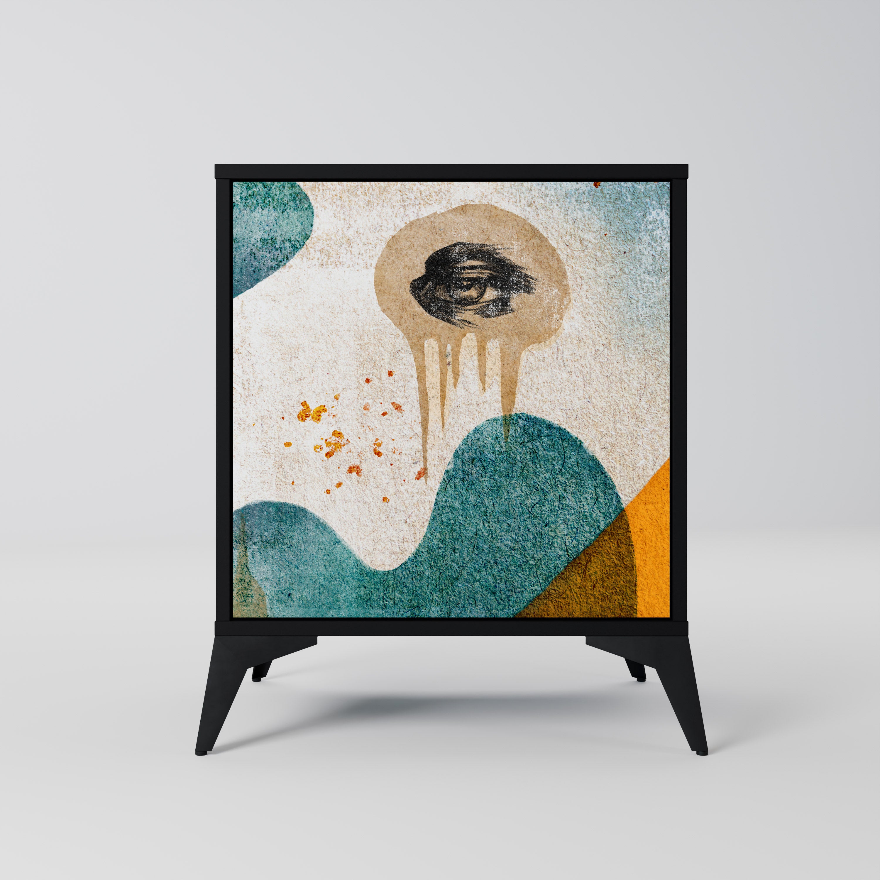 Aparador ABSTRACT FACES de 1 puerta en acabado negro