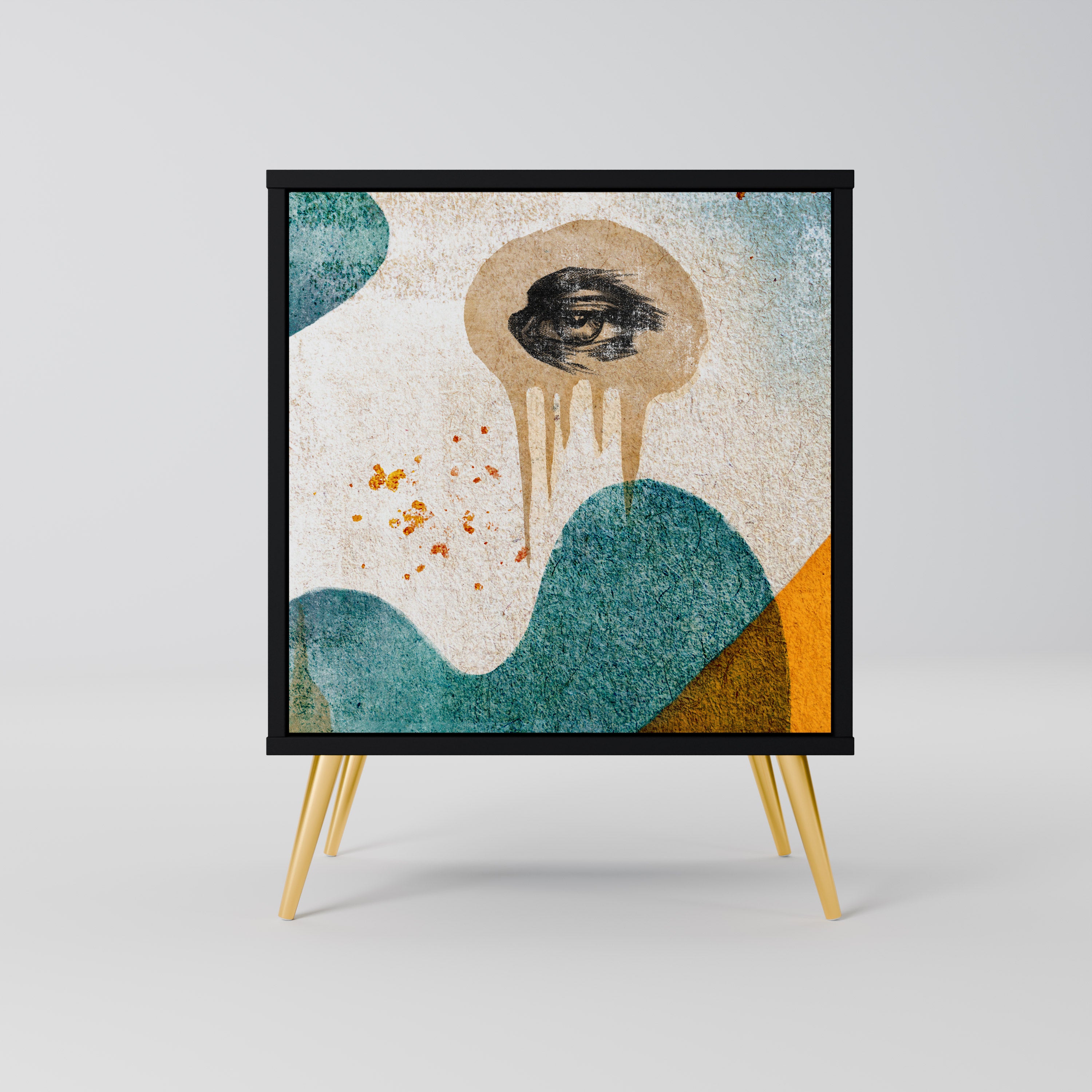 Aparador ABSTRACT FACES de 1 puerta en acabado negro