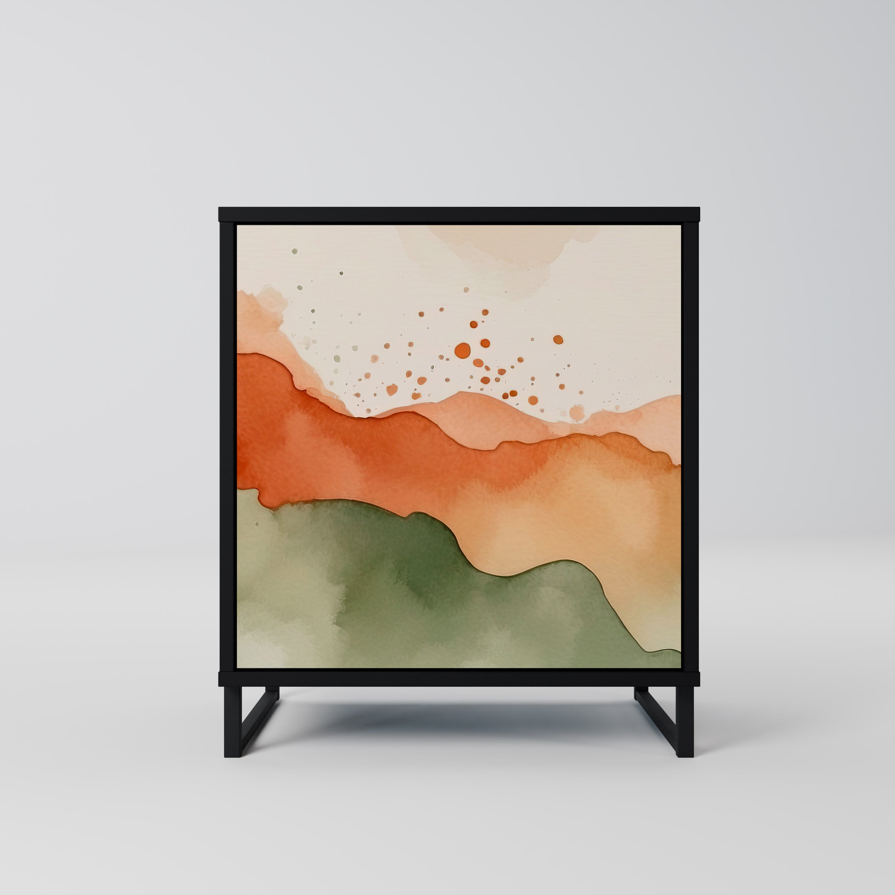 Aparador de 1 puerta WATERCOLOUR PEAKS en acabado negro