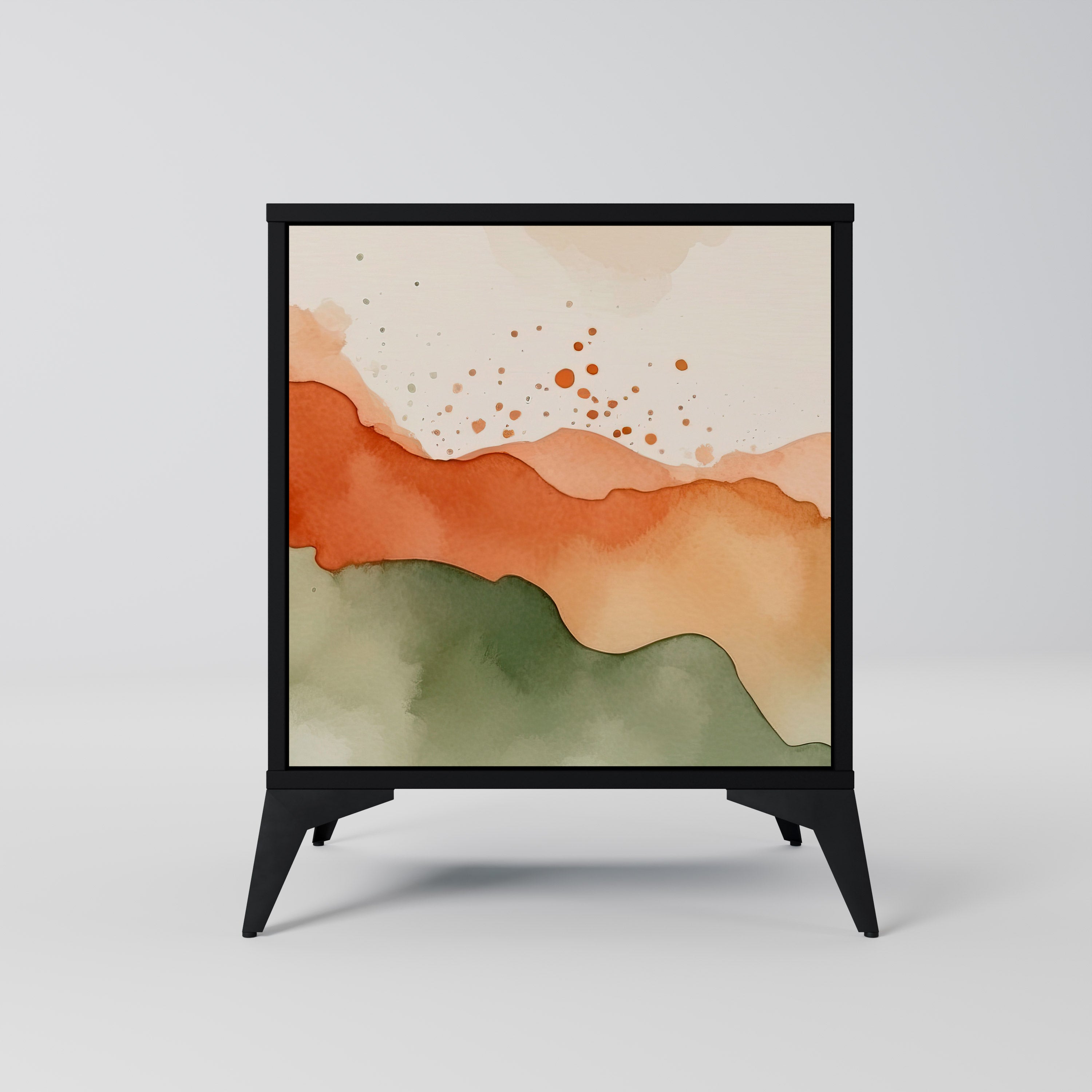 Aparador de 1 puerta WATERCOLOUR PEAKS en acabado negro