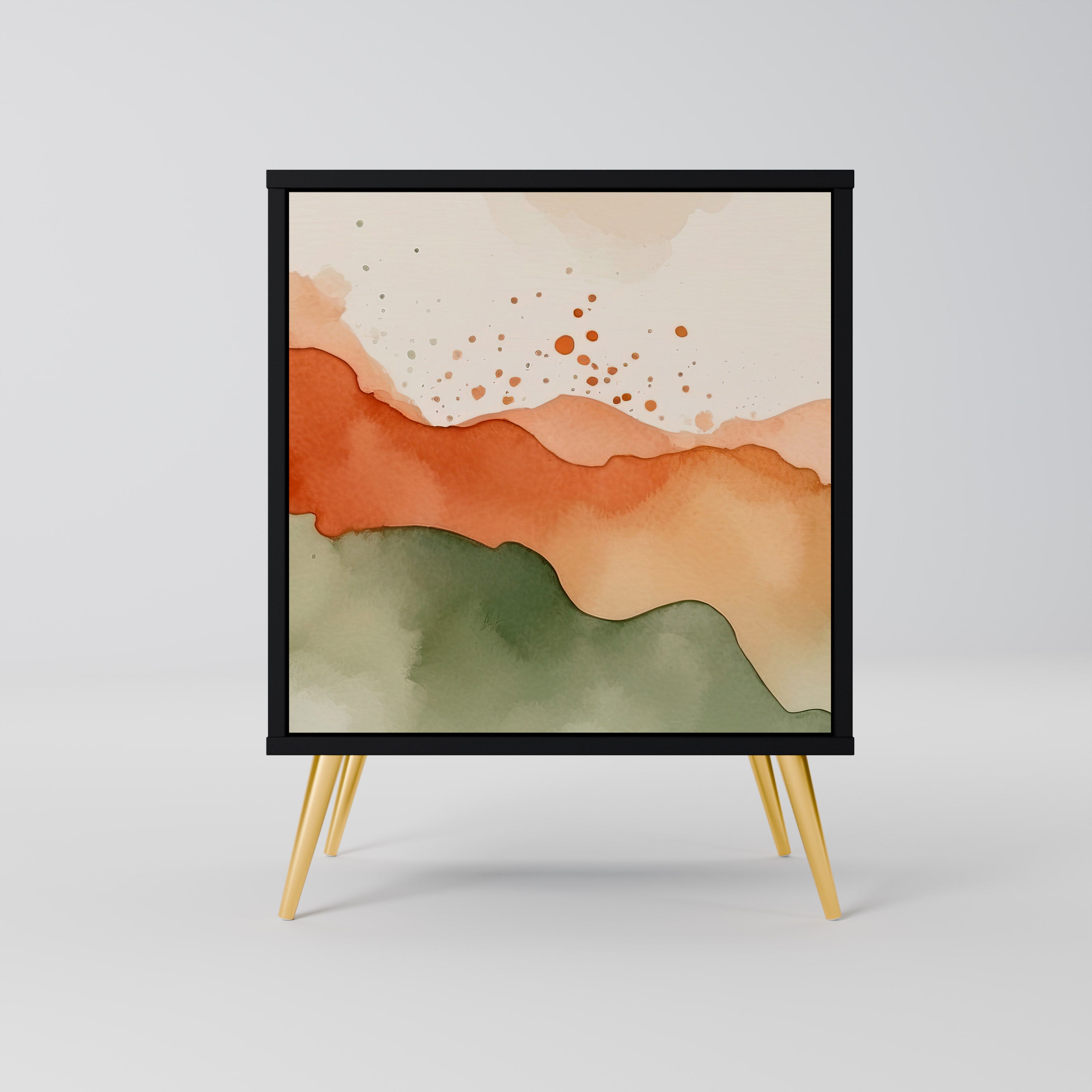 Aparador de 1 puerta WATERCOLOUR PEAKS en acabado negro