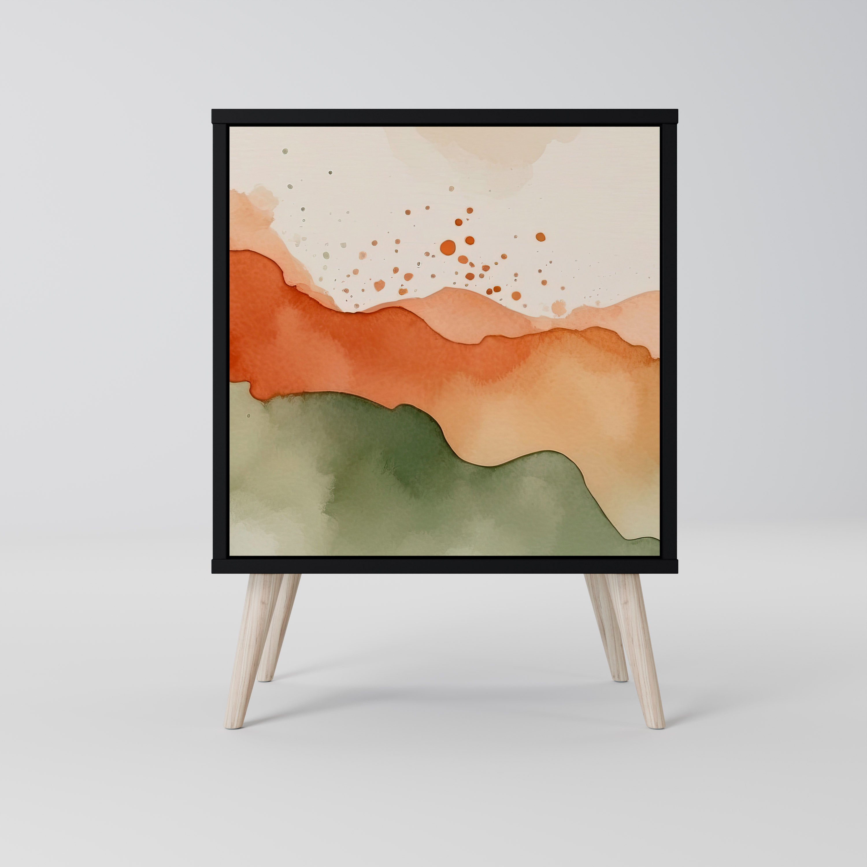 Aparador de 1 puerta WATERCOLOUR PEAKS en acabado negro