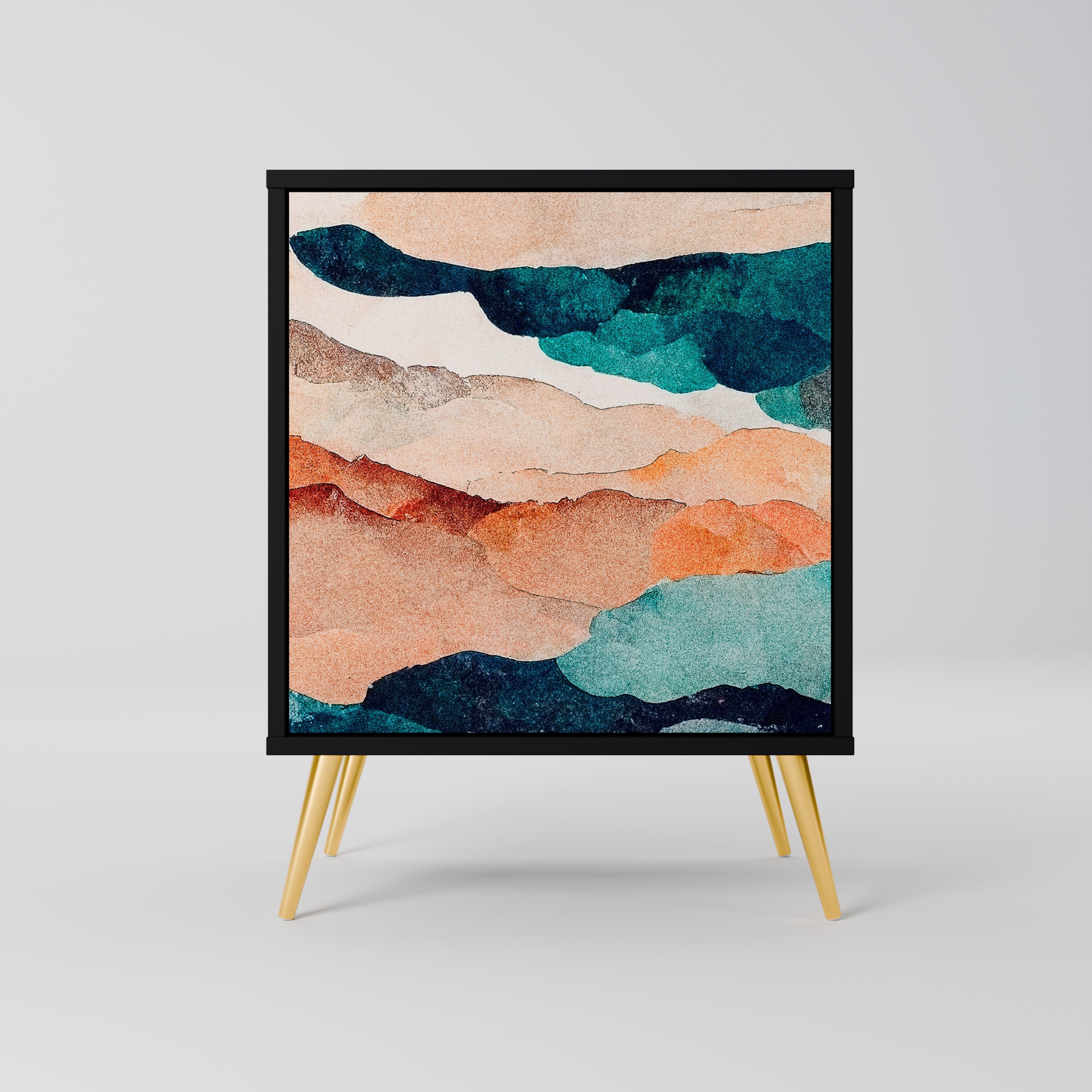 Aparador ABSTRACT LANDSCAPE de 1 puerta en acabado negro