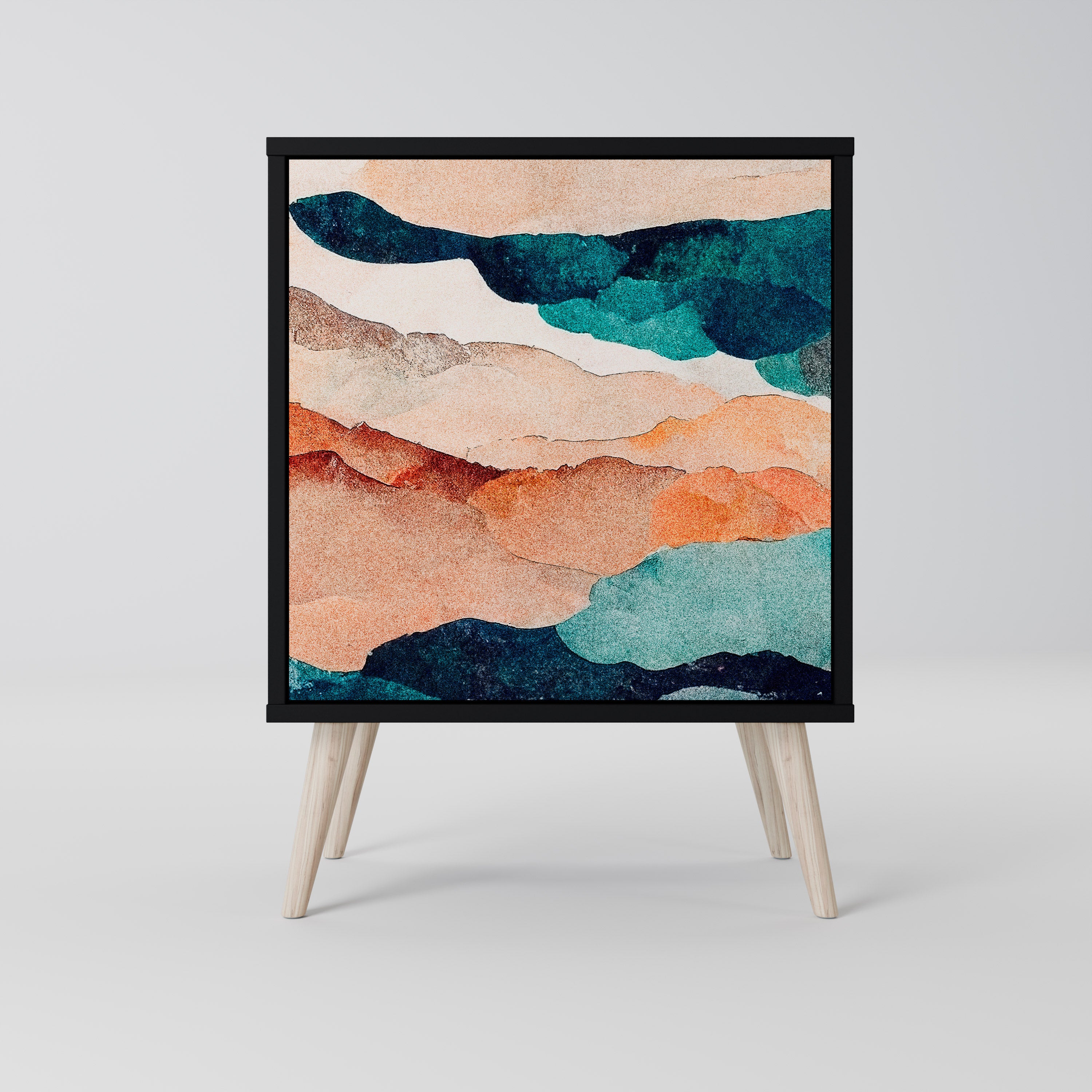 Aparador ABSTRACT LANDSCAPE de 1 puerta en acabado negro