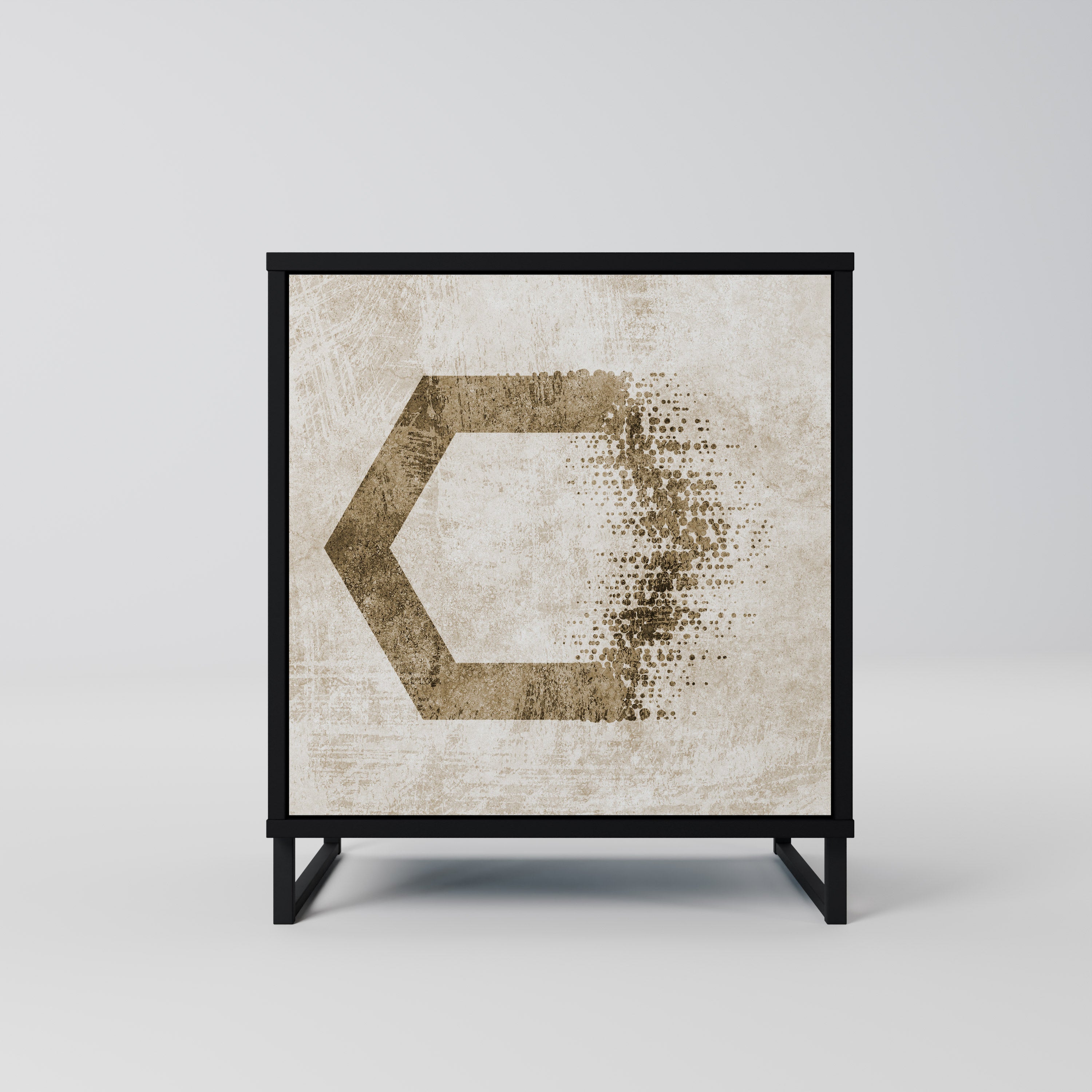 Aparador de 1 puerta con forma hexagonal en acabado negro