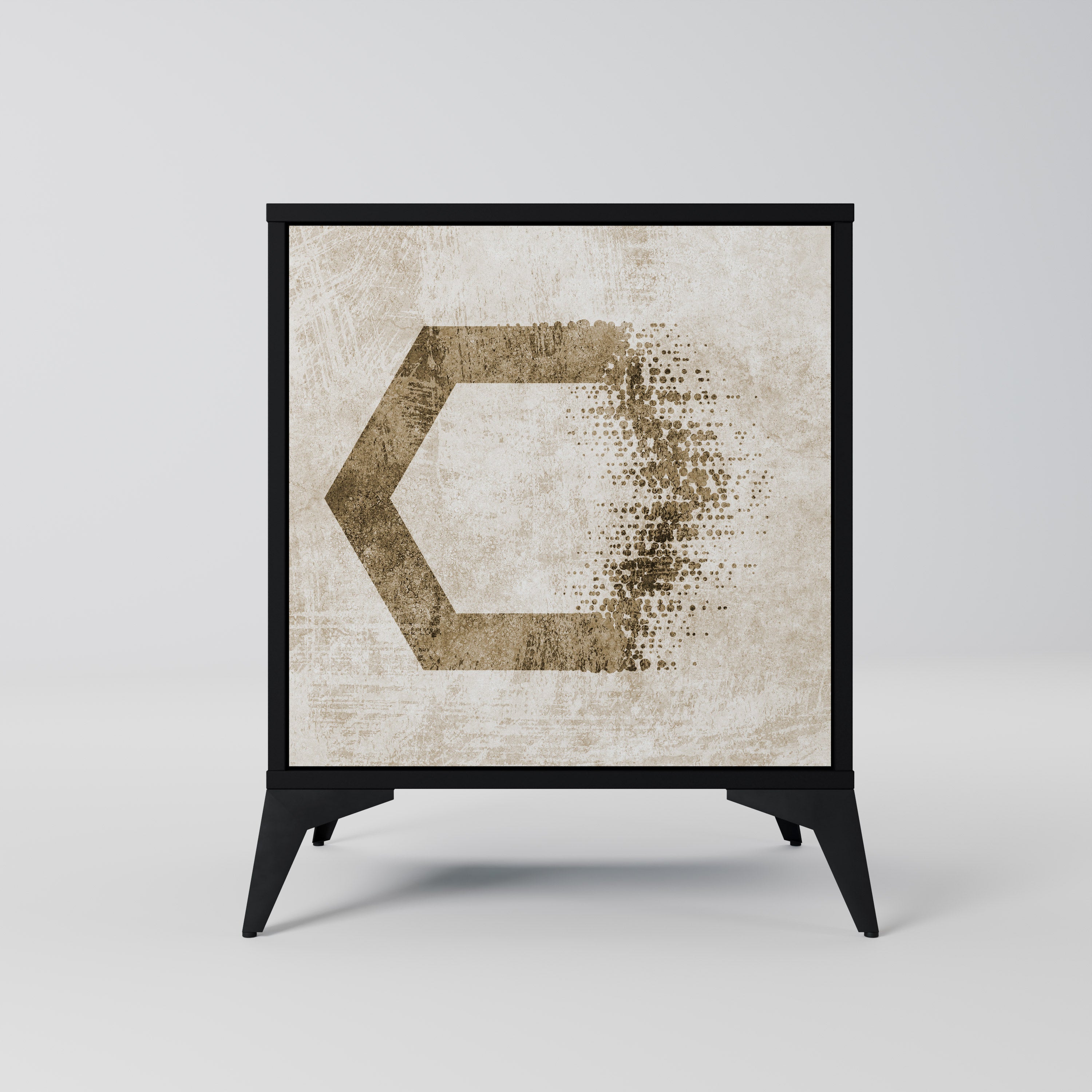 Aparador de 1 puerta con forma hexagonal en acabado negro