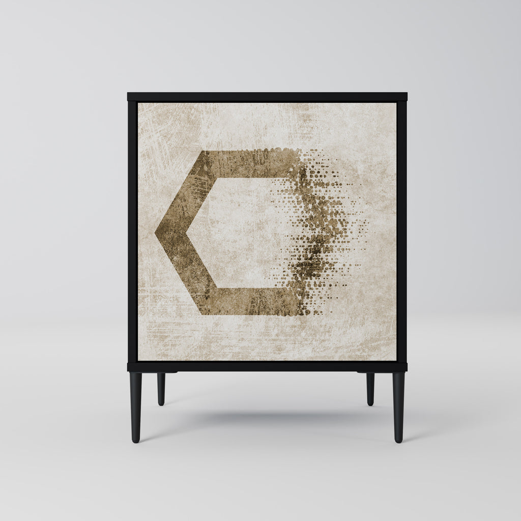 Aparador de 1 puerta con forma hexagonal en acabado negro