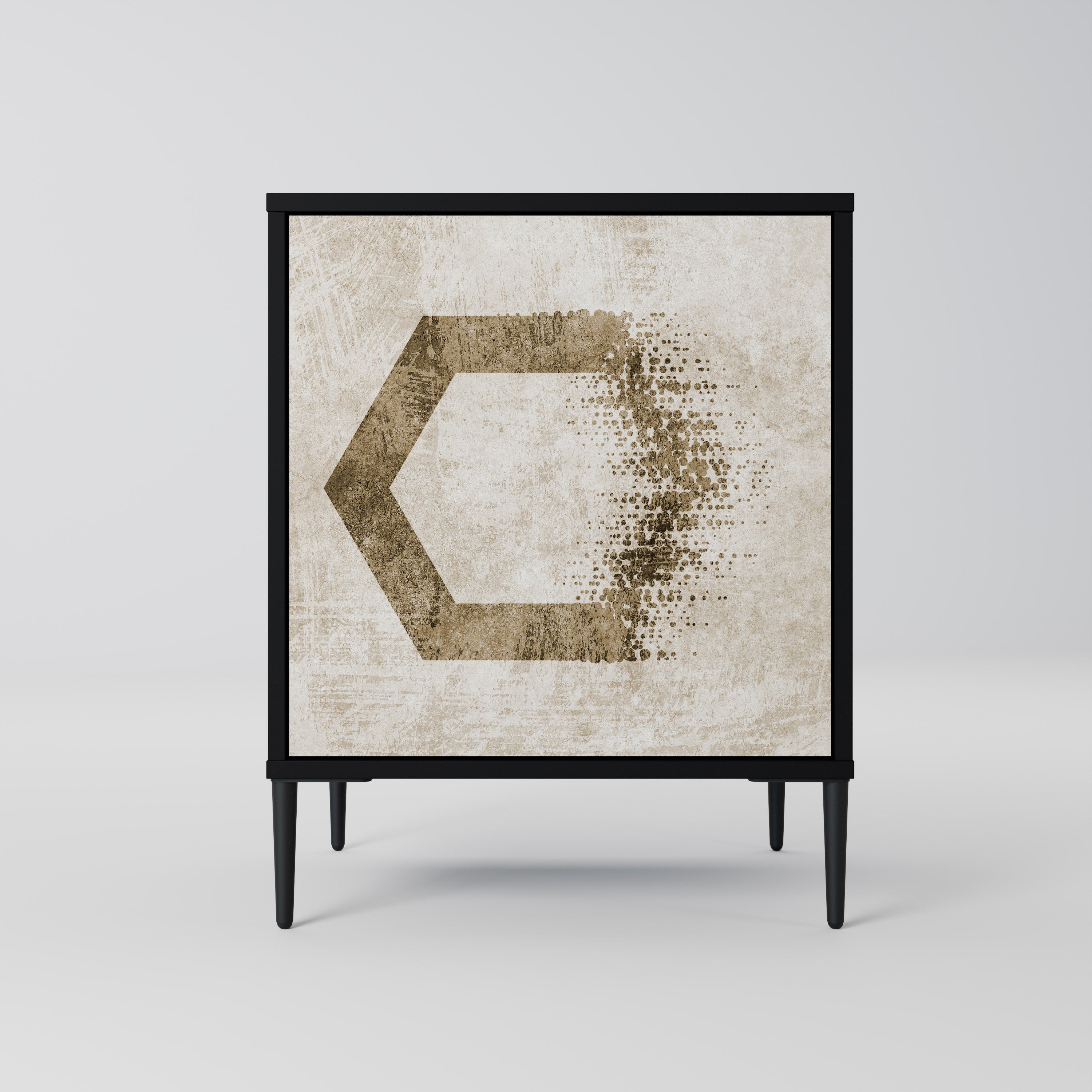 Aparador de 1 puerta con forma hexagonal en acabado negro