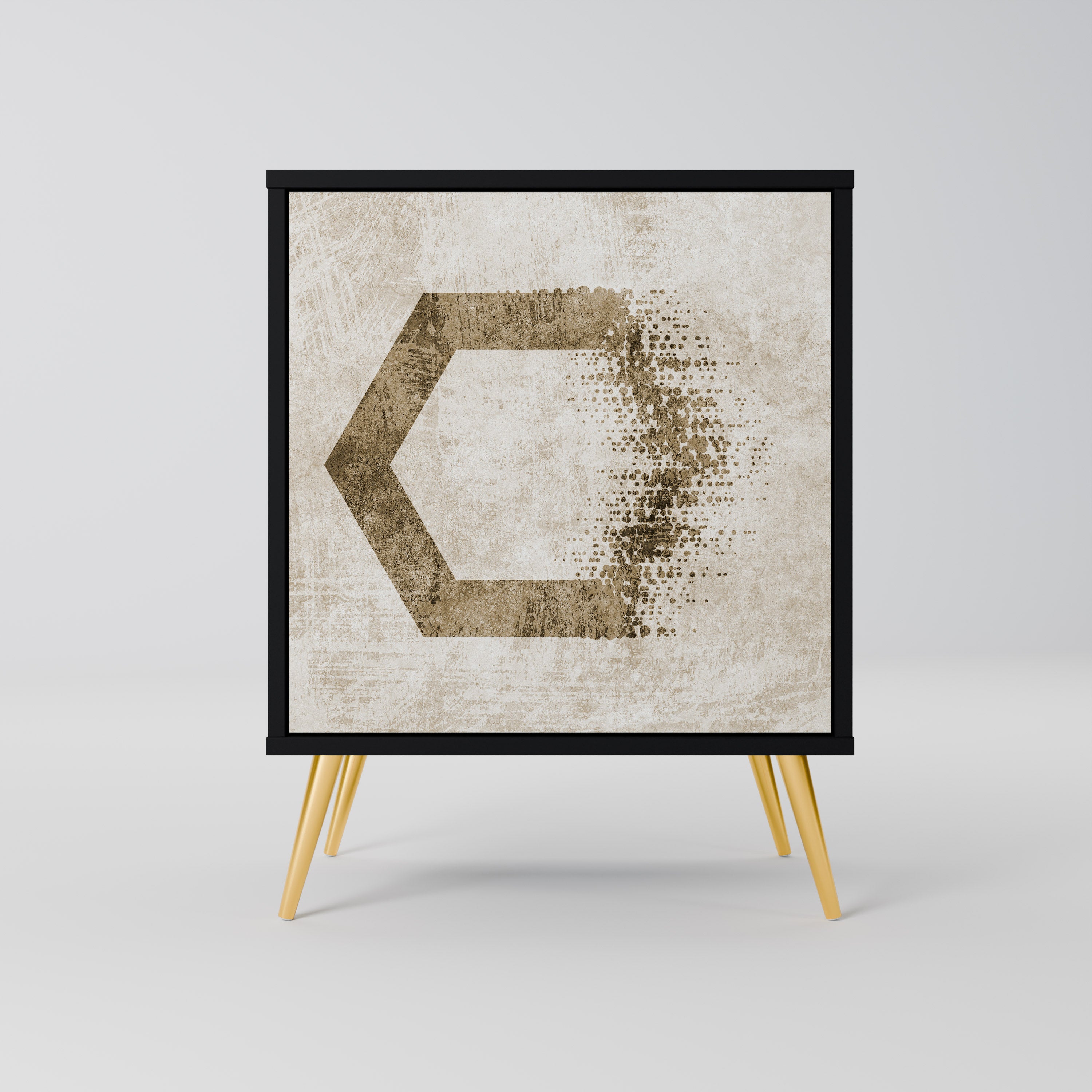 Aparador de 1 puerta con forma hexagonal en acabado negro