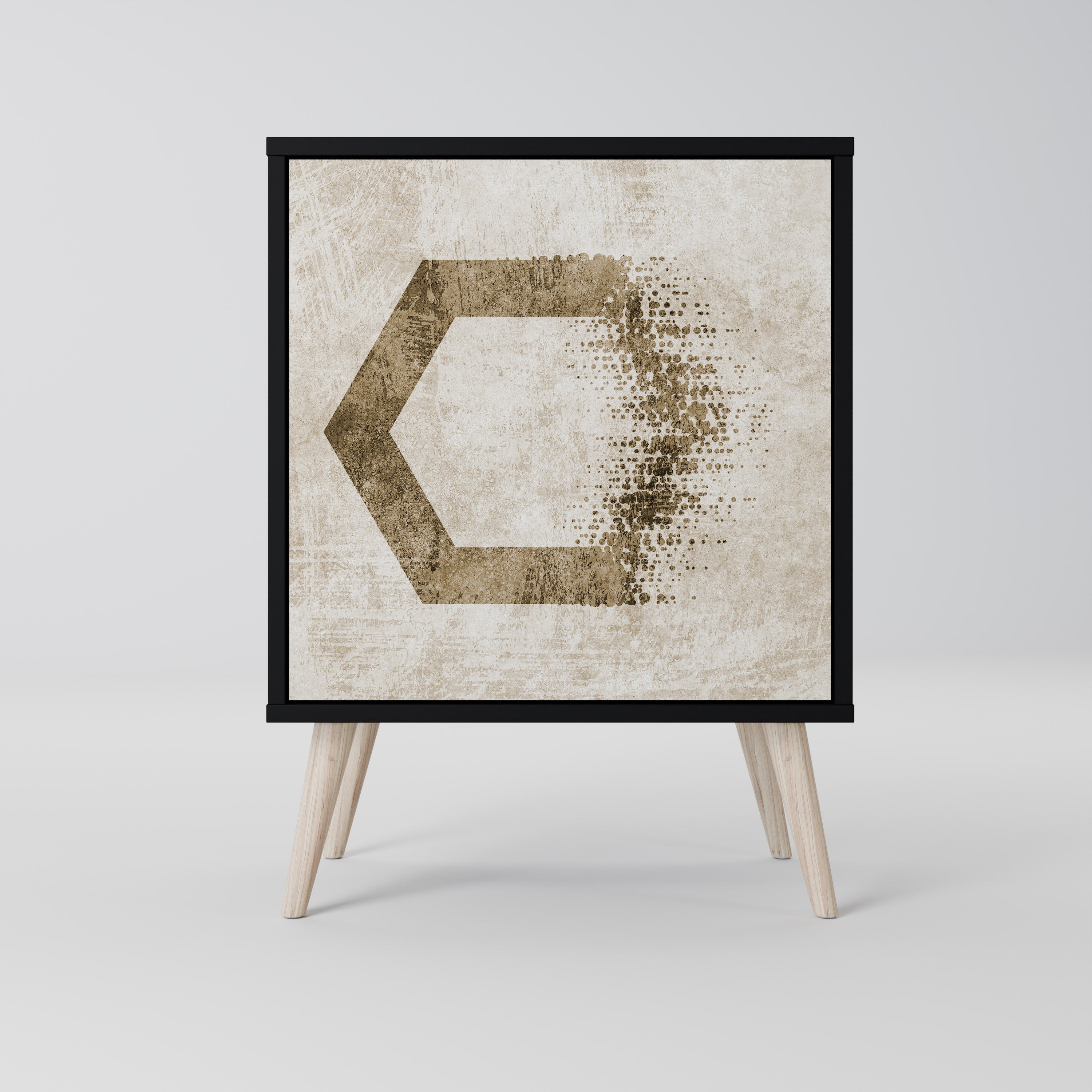 Aparador de 1 puerta con forma hexagonal en acabado negro