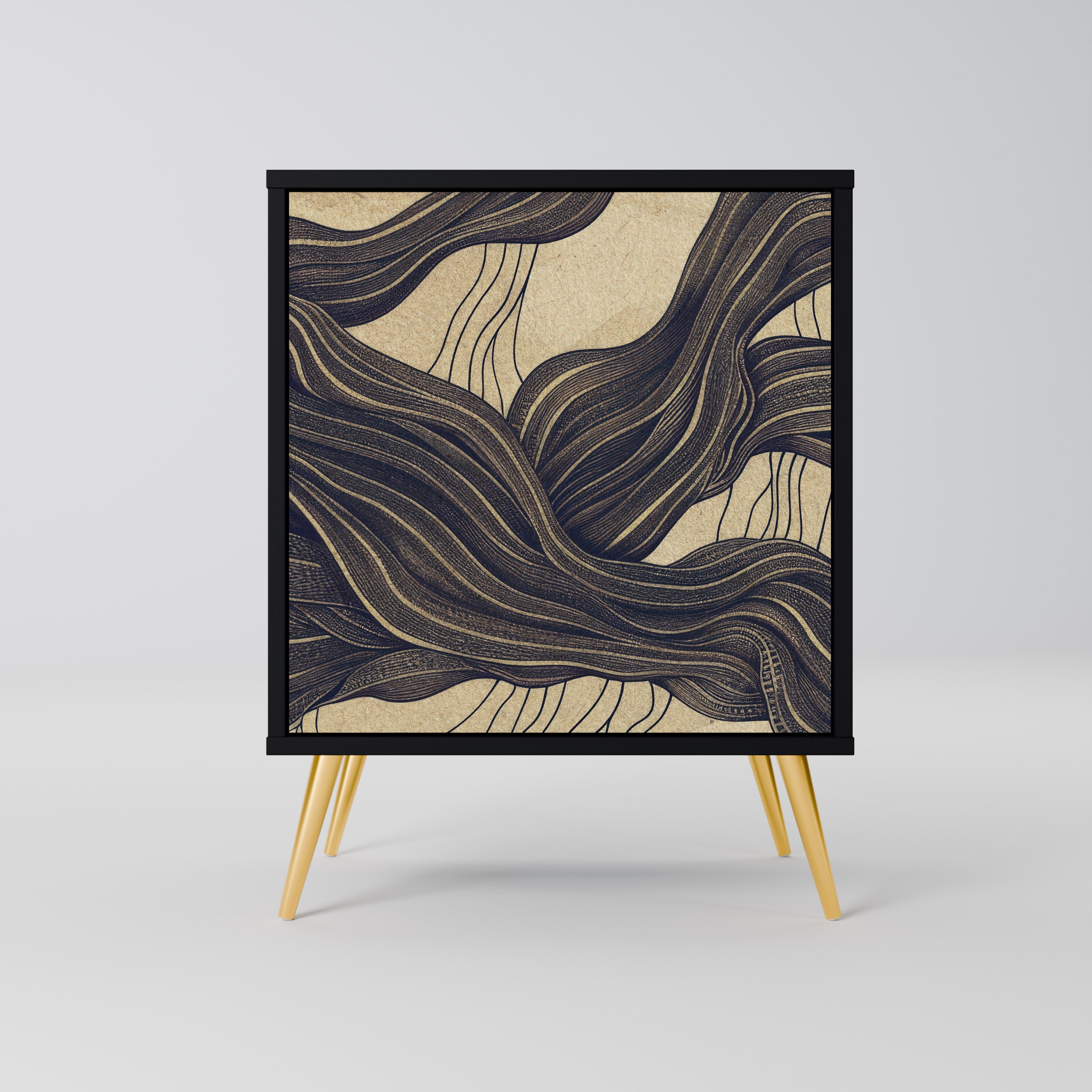 Aparador UNIFIED FRAGMENTS de 1 puerta en acabado negro