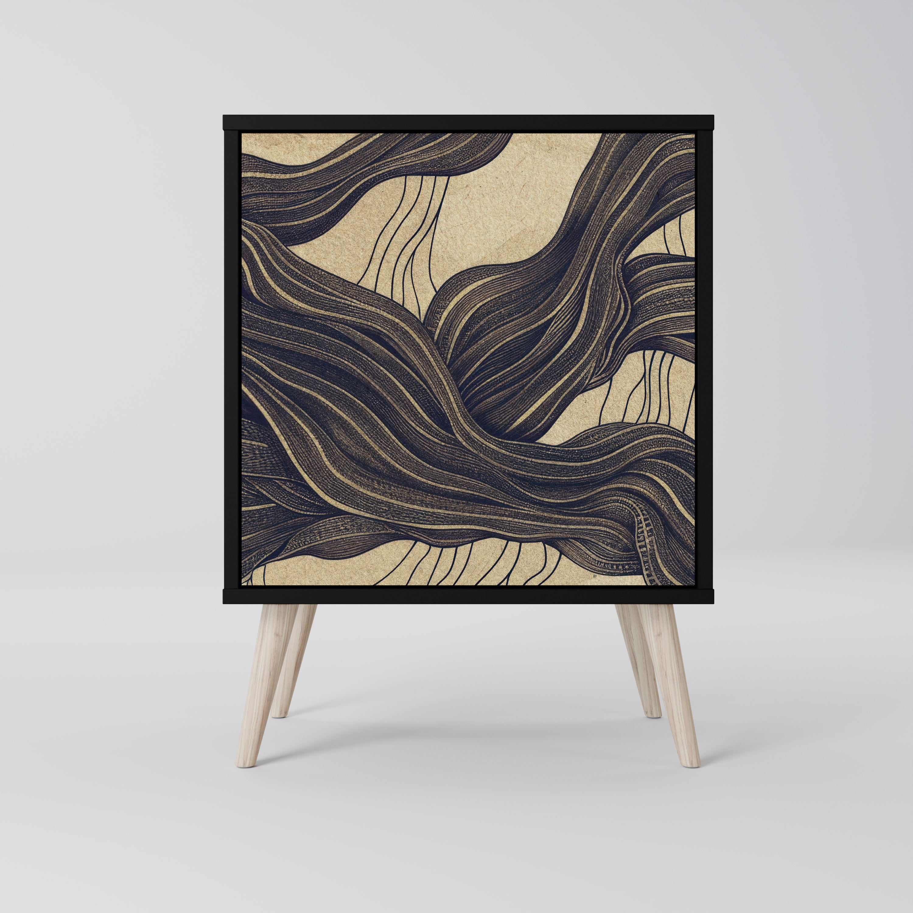 Aparador UNIFIED FRAGMENTS de 1 puerta en acabado negro