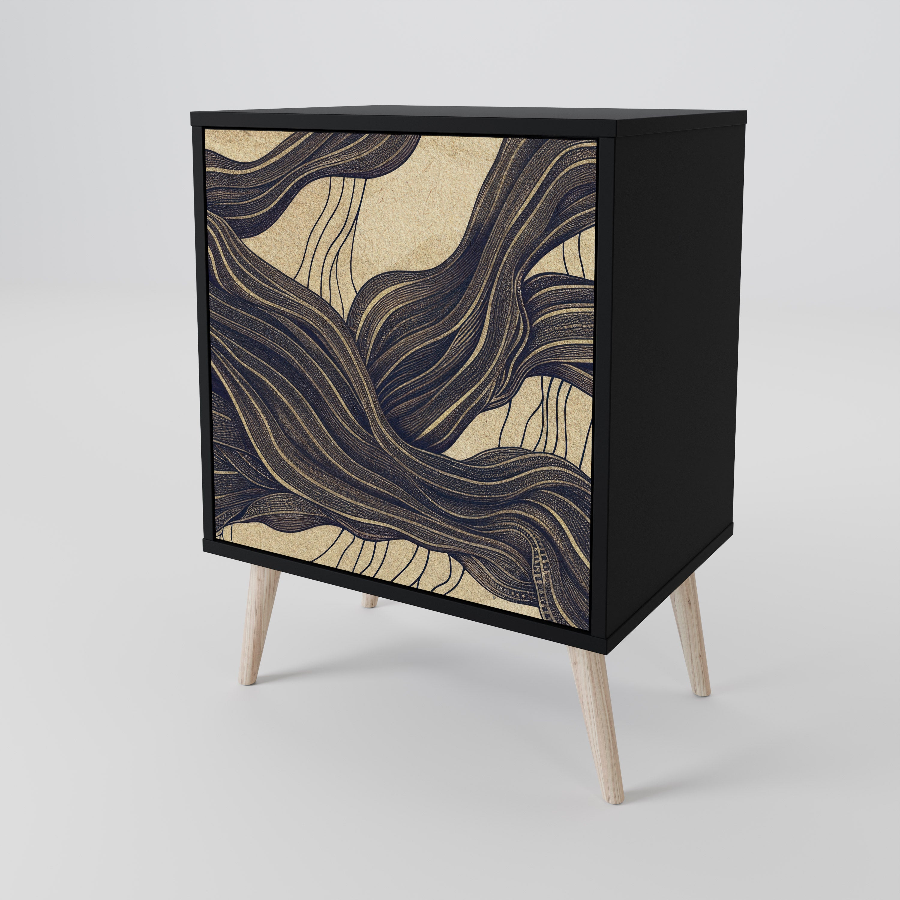 Aparador UNIFIED FRAGMENTS de 1 puerta en acabado negro