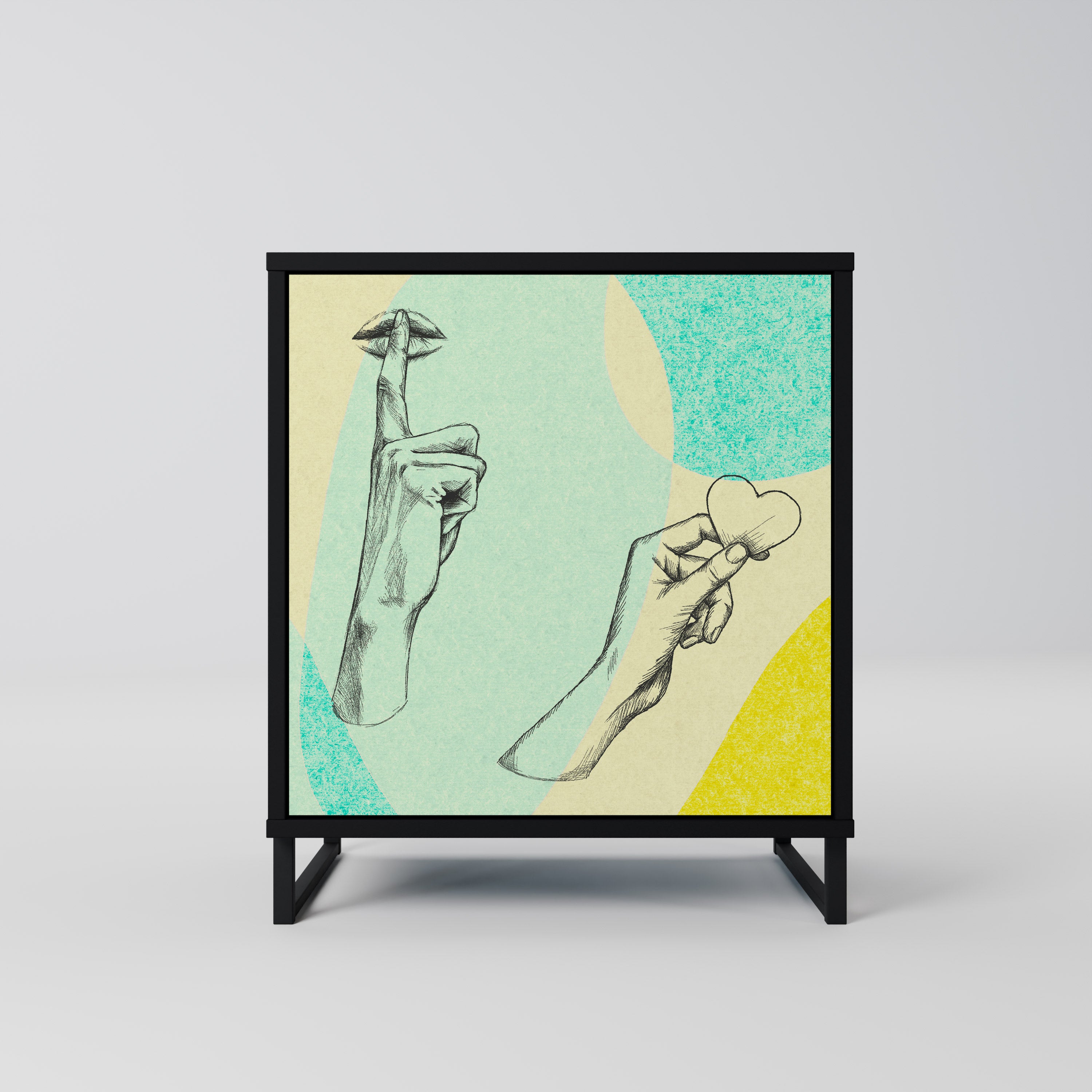 BODY LANGUAGE 1-Door Sideboard in Black Finish