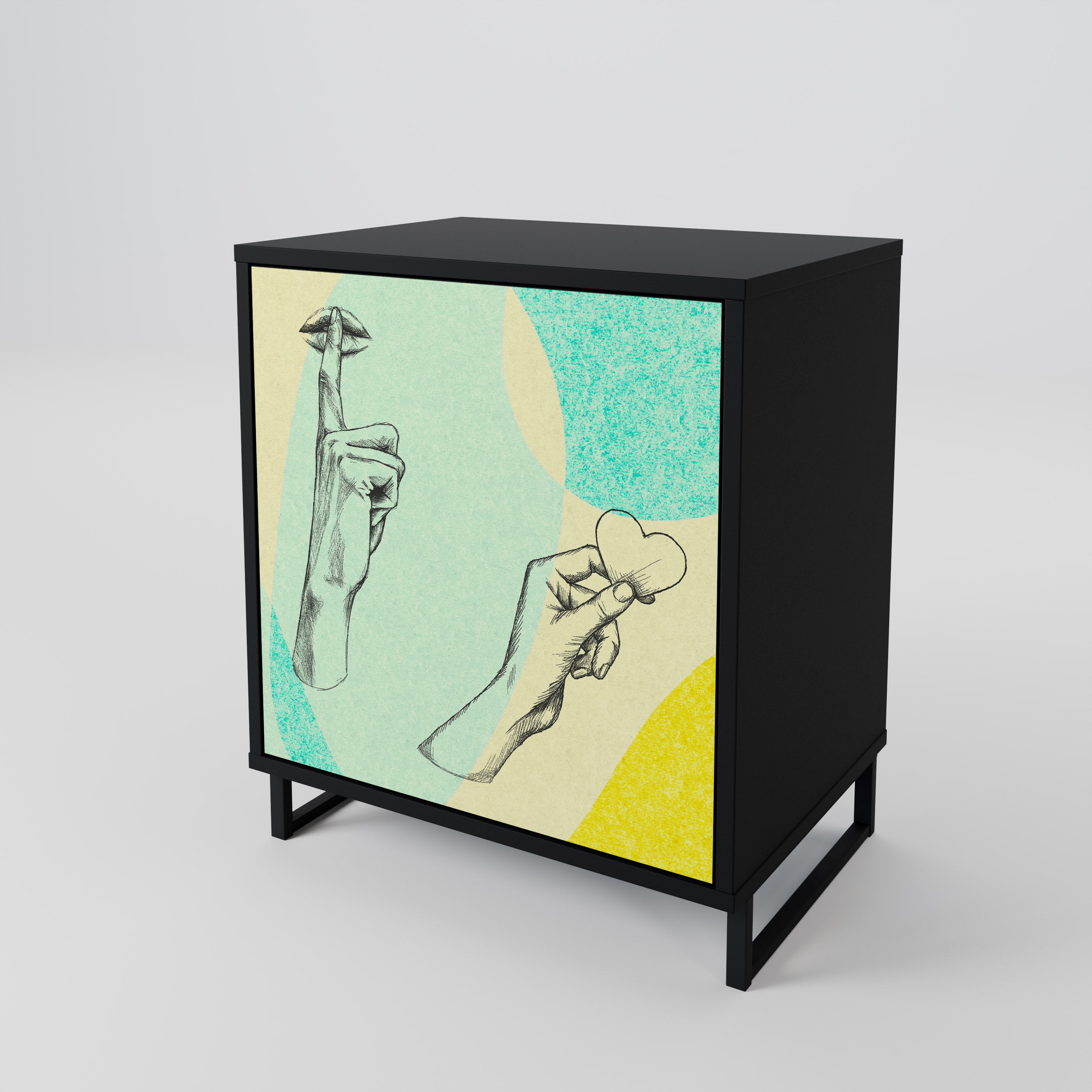 BODY LANGUAGE 1-Door Sideboard in Black Finish