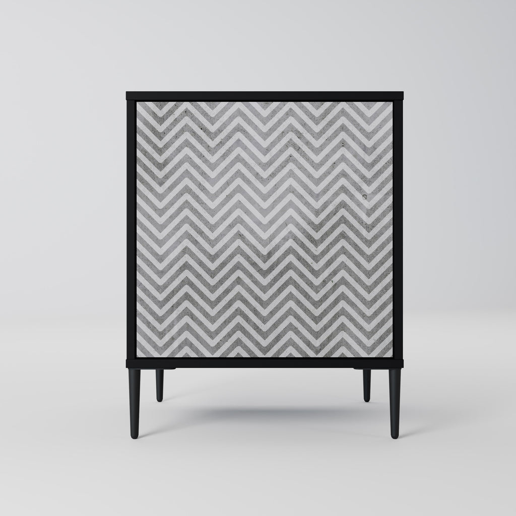 Aparador CONCRETE ZIG ZAG de 1 puerta en acabado negro