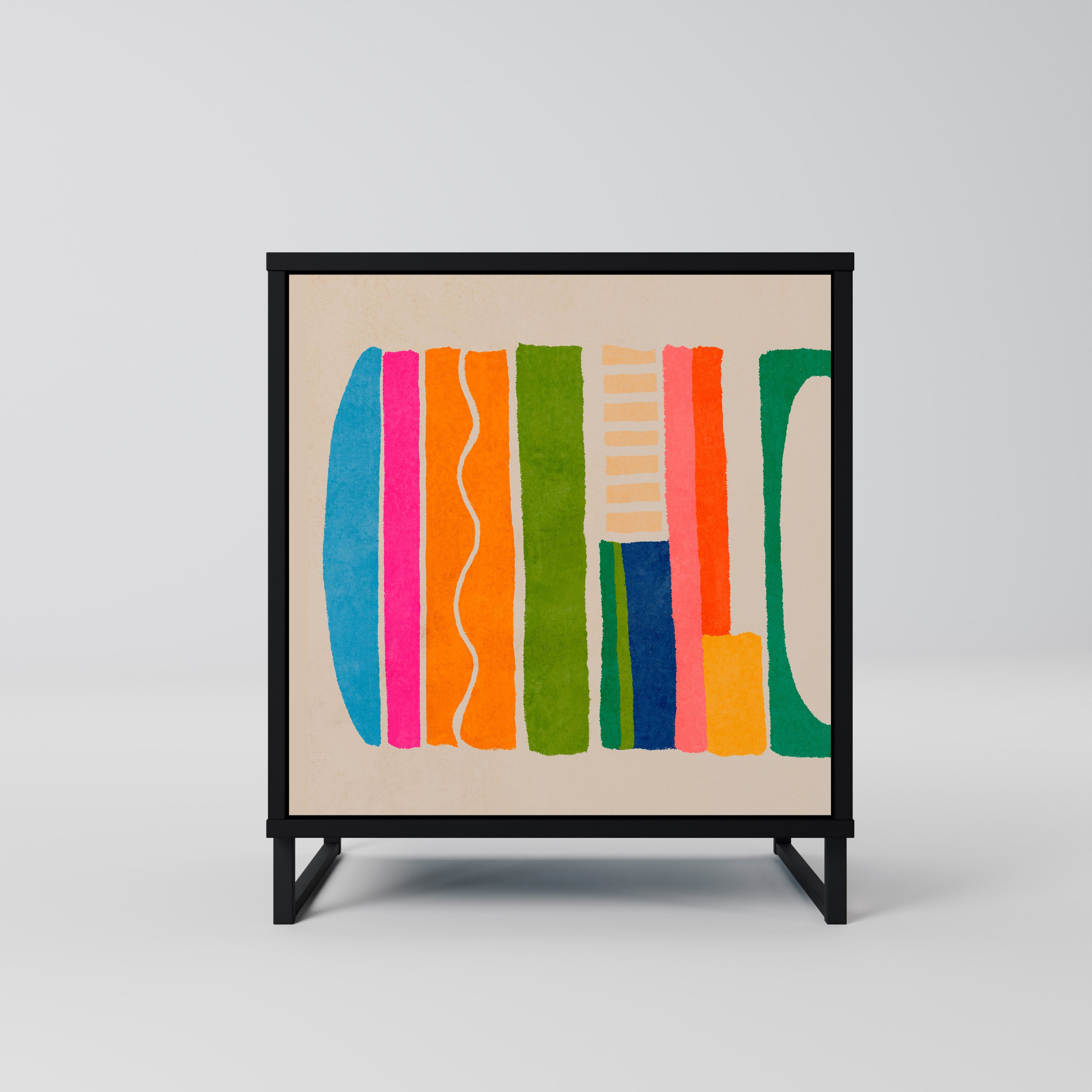 Aparador GEOMETRIC SHINE de 1 puerta en acabado negro