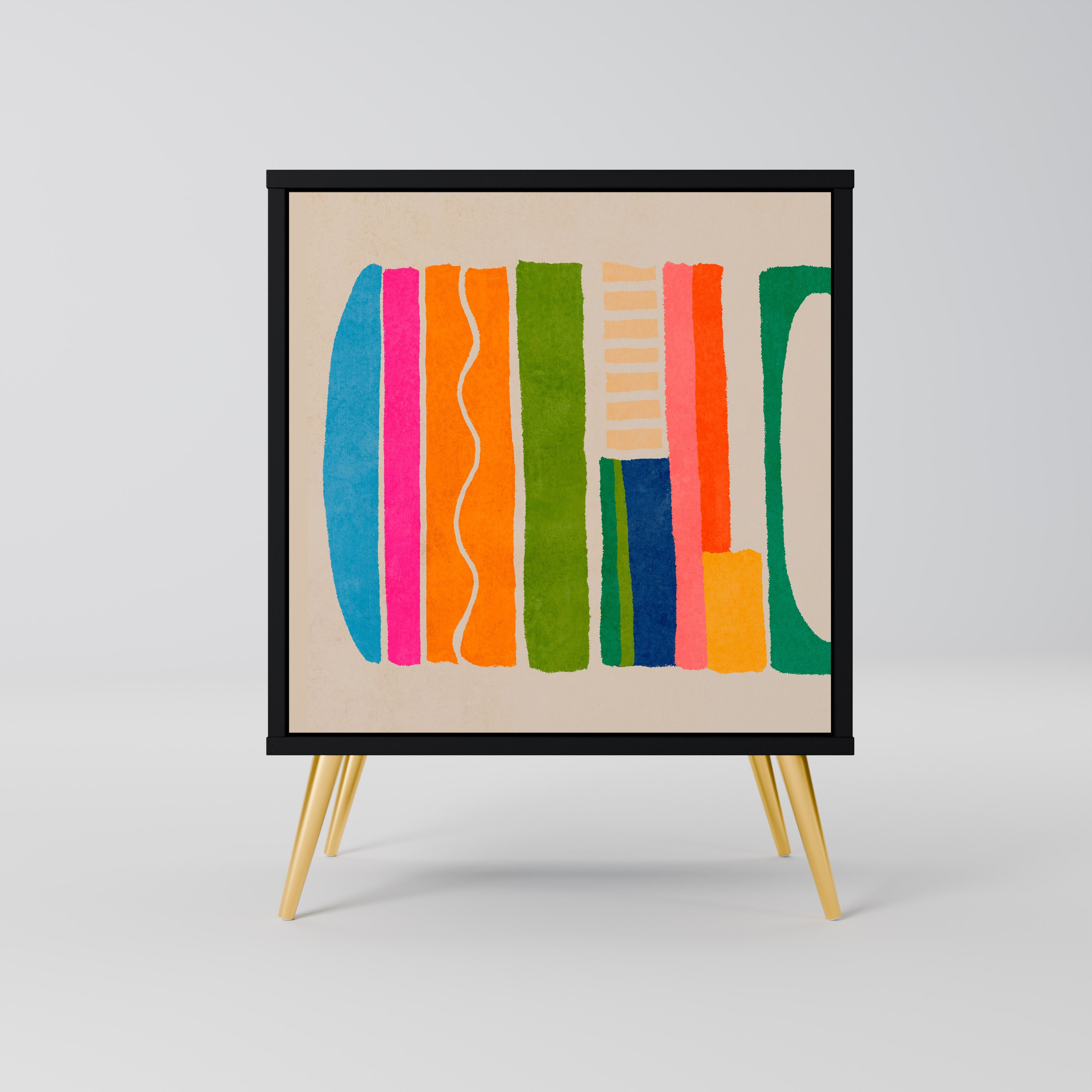 Aparador GEOMETRIC SHINE de 1 puerta en acabado negro