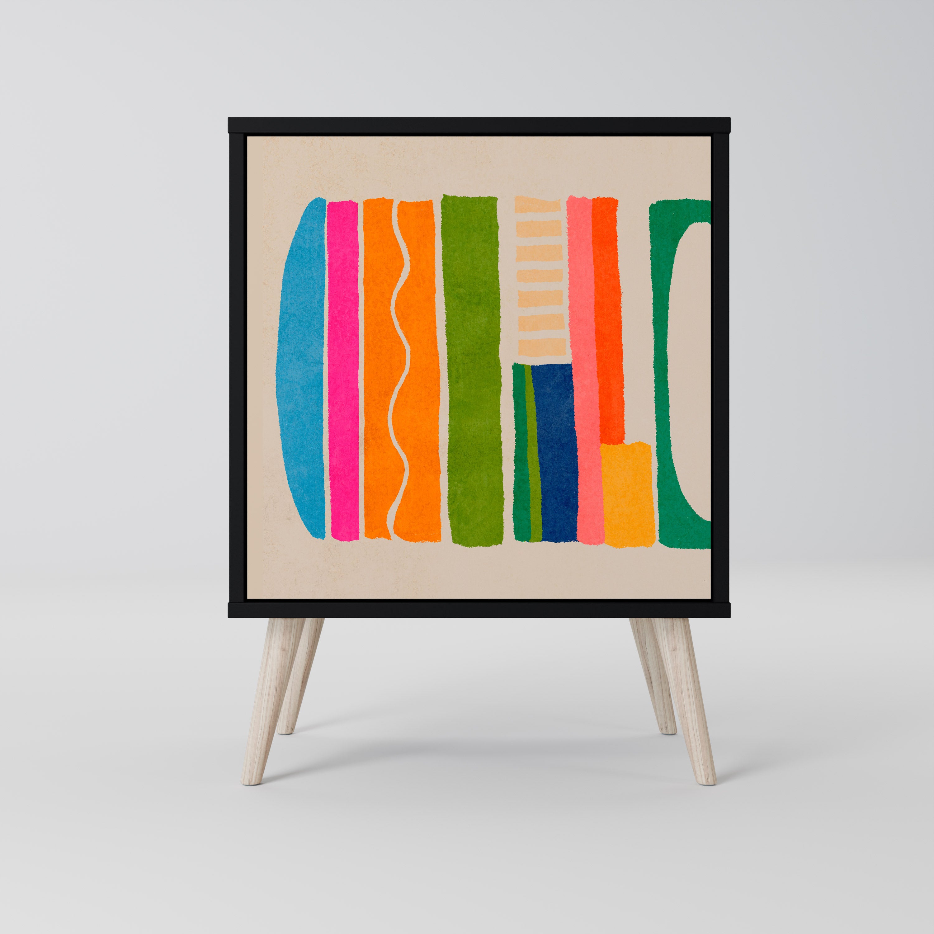 Aparador GEOMETRIC SHINE de 1 puerta en acabado negro