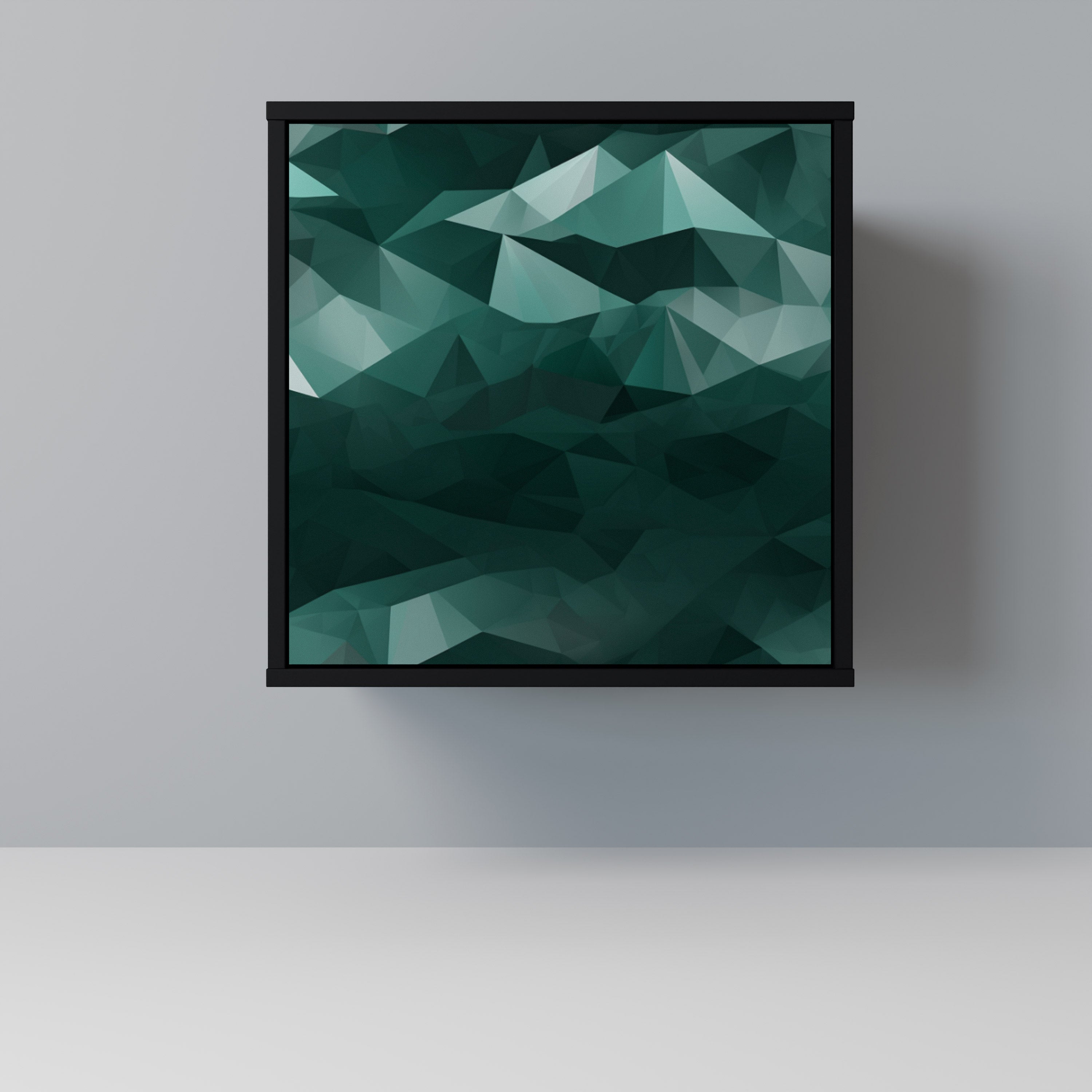 Aparador flotante poligonal de 1 puerta en acabado negro