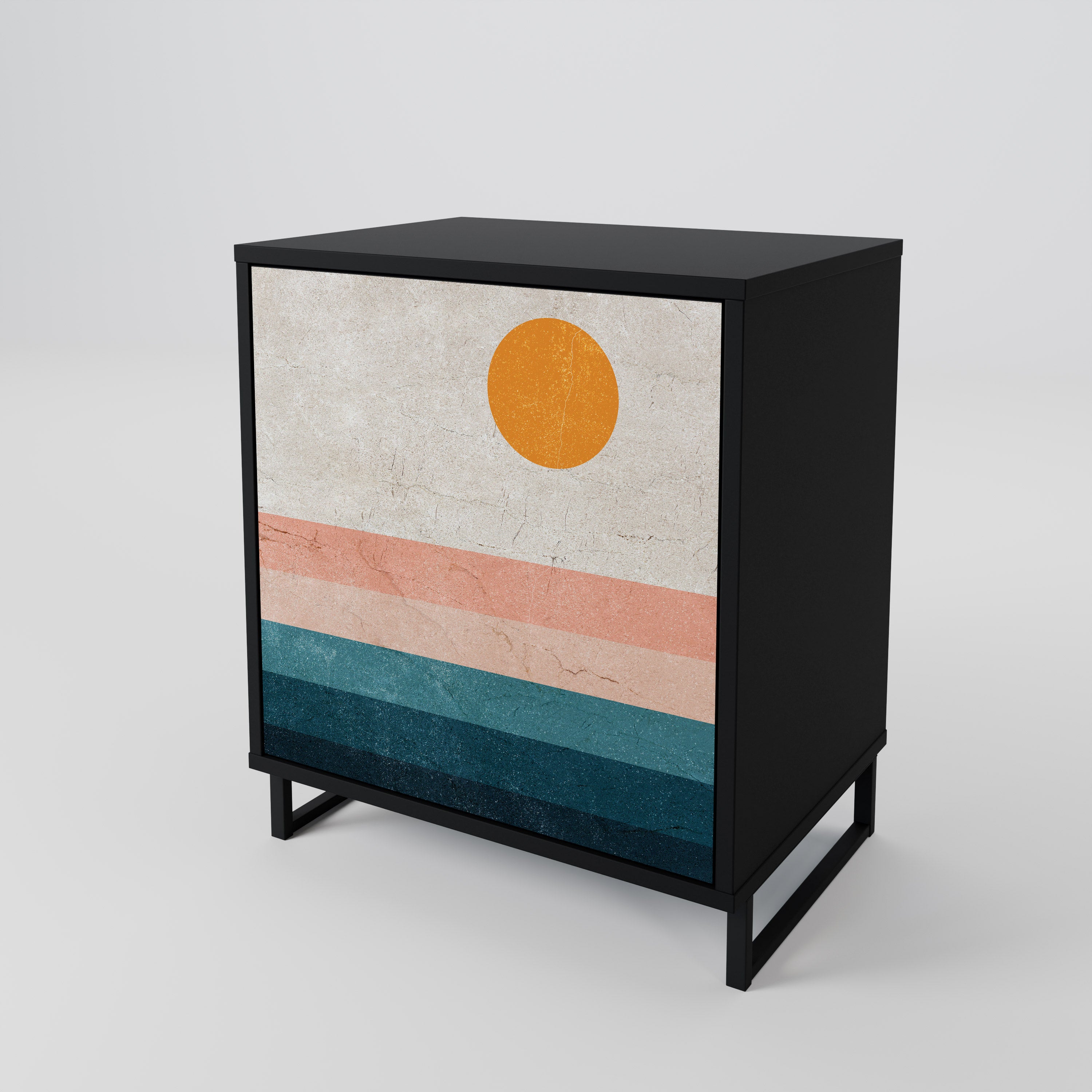 Aparador de 1 puerta TWO HALVES en acabado negro