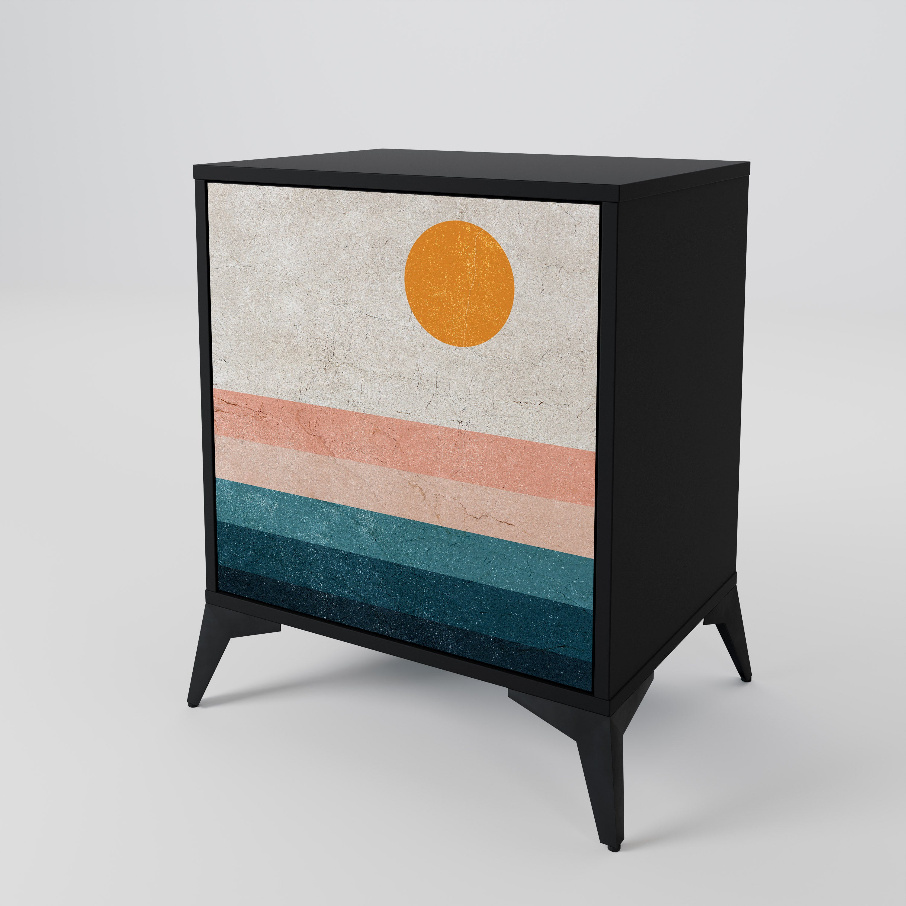 Aparador de 1 puerta TWO HALVES en acabado negro