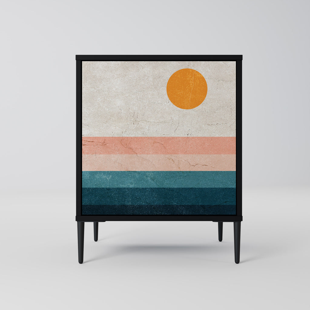 Aparador de 1 puerta TWO HALVES en acabado negro