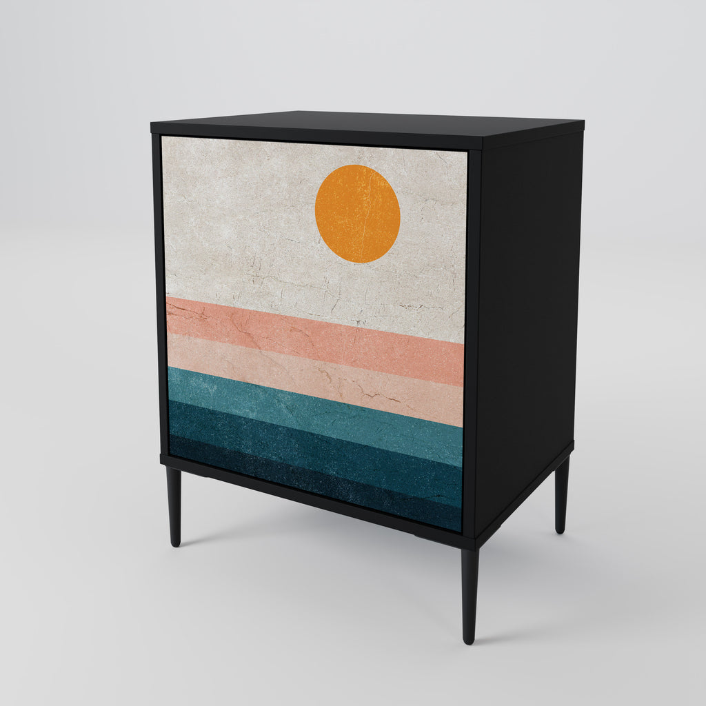 Aparador de 1 puerta TWO HALVES en acabado negro