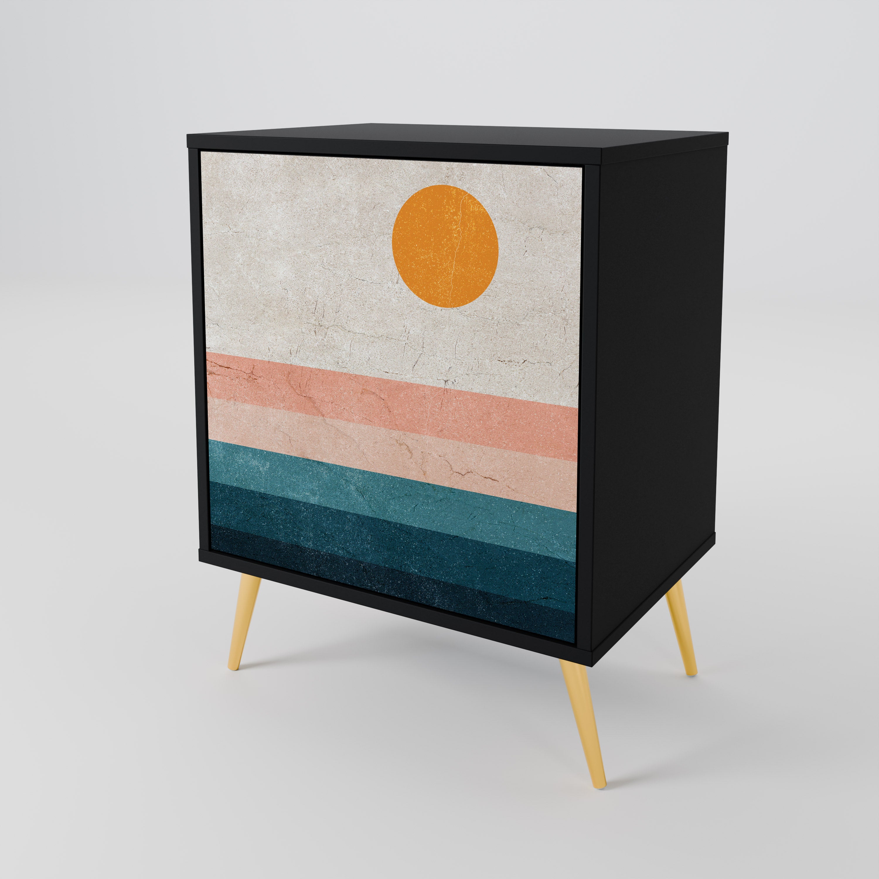 Aparador de 1 puerta TWO HALVES en acabado negro