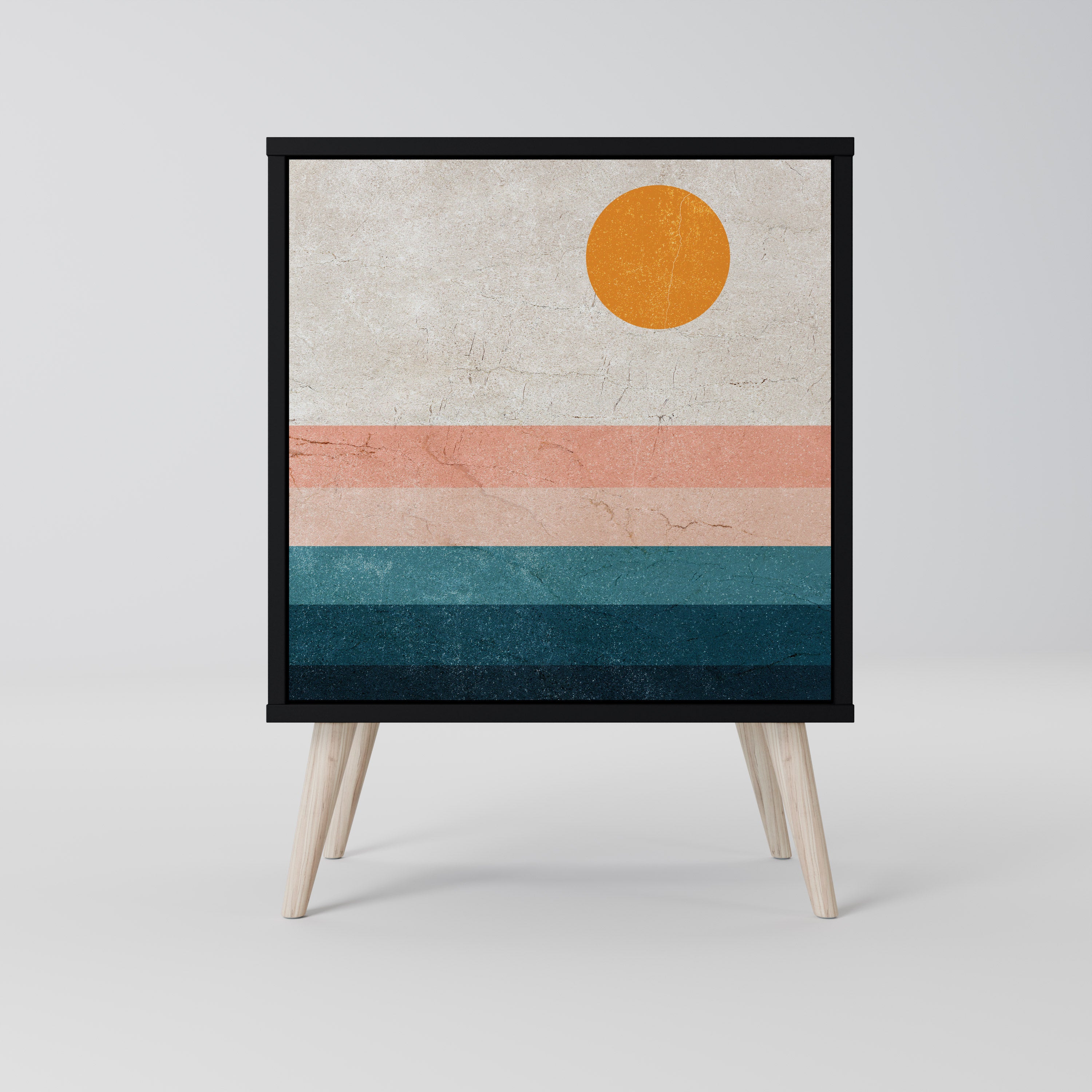 Aparador de 1 puerta TWO HALVES en acabado negro