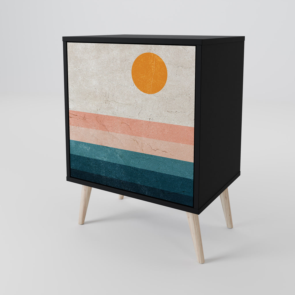 Aparador de 1 puerta TWO HALVES en acabado negro