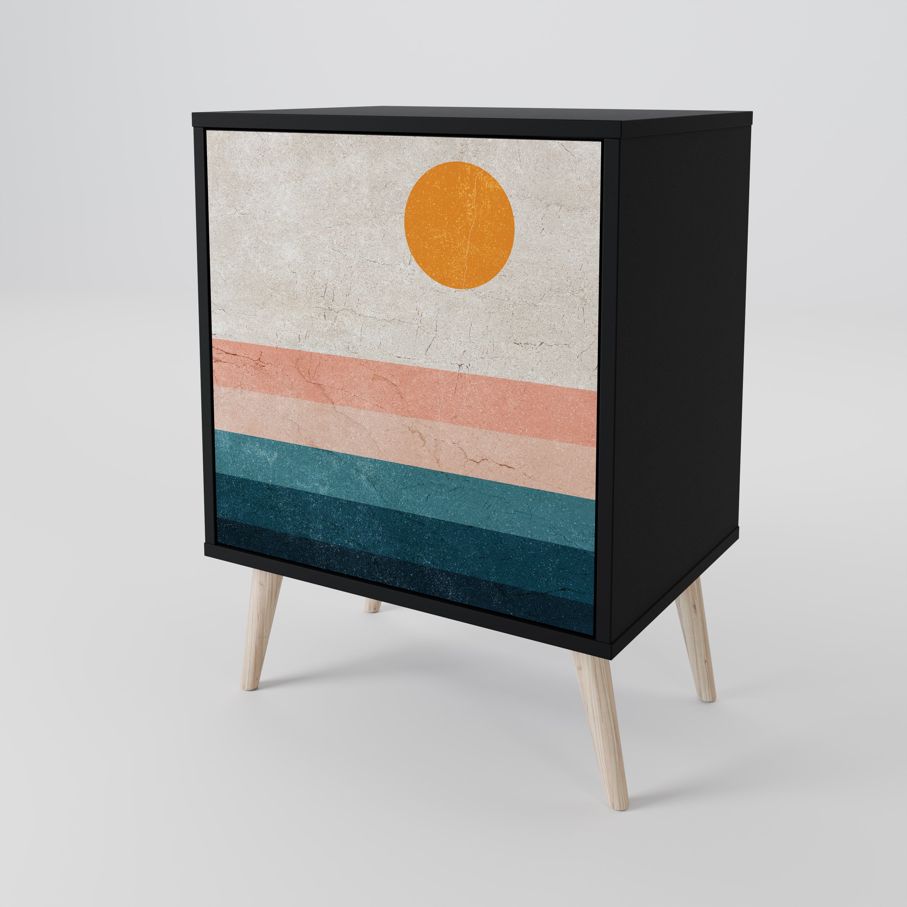 Aparador de 1 puerta TWO HALVES en acabado negro