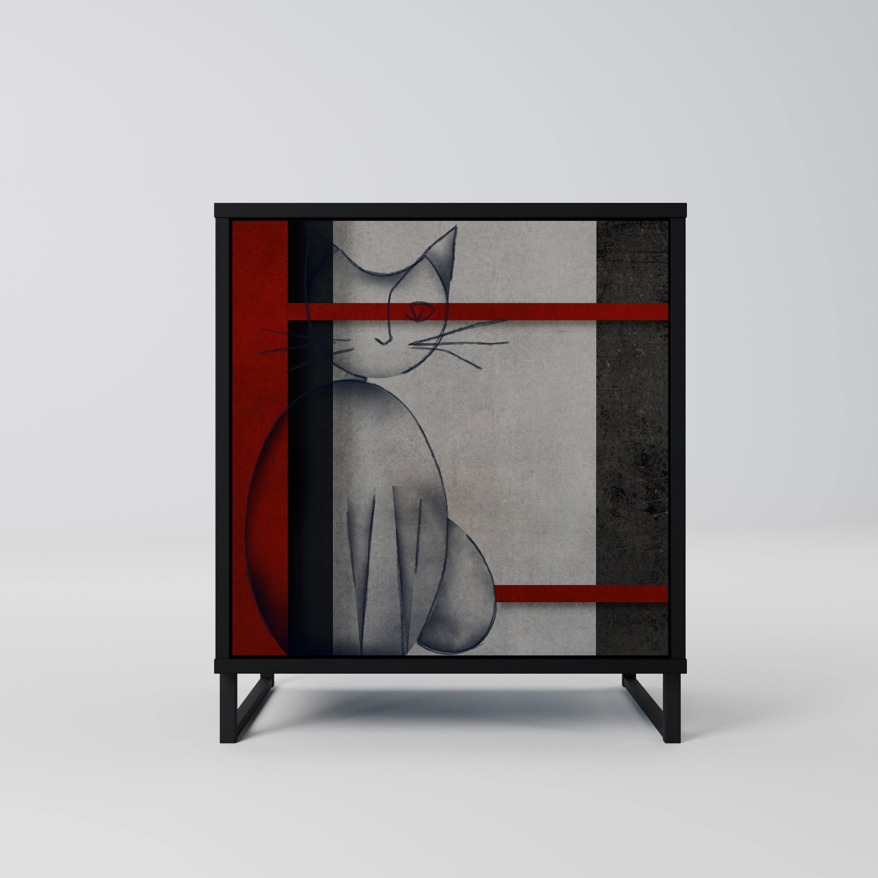 Aparador de una puerta GRAY FIGURES en acabado negro