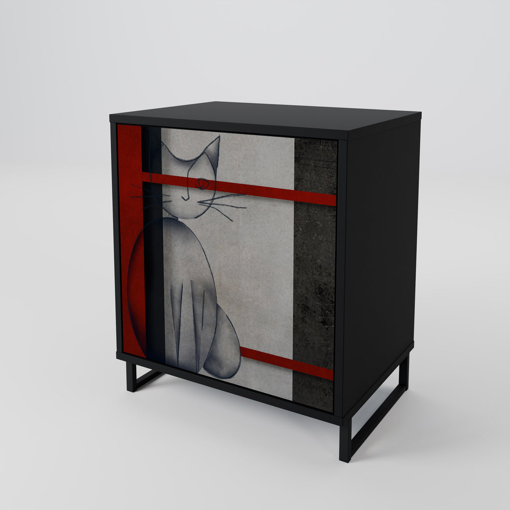 Aparador de una puerta GRAY FIGURES en acabado negro