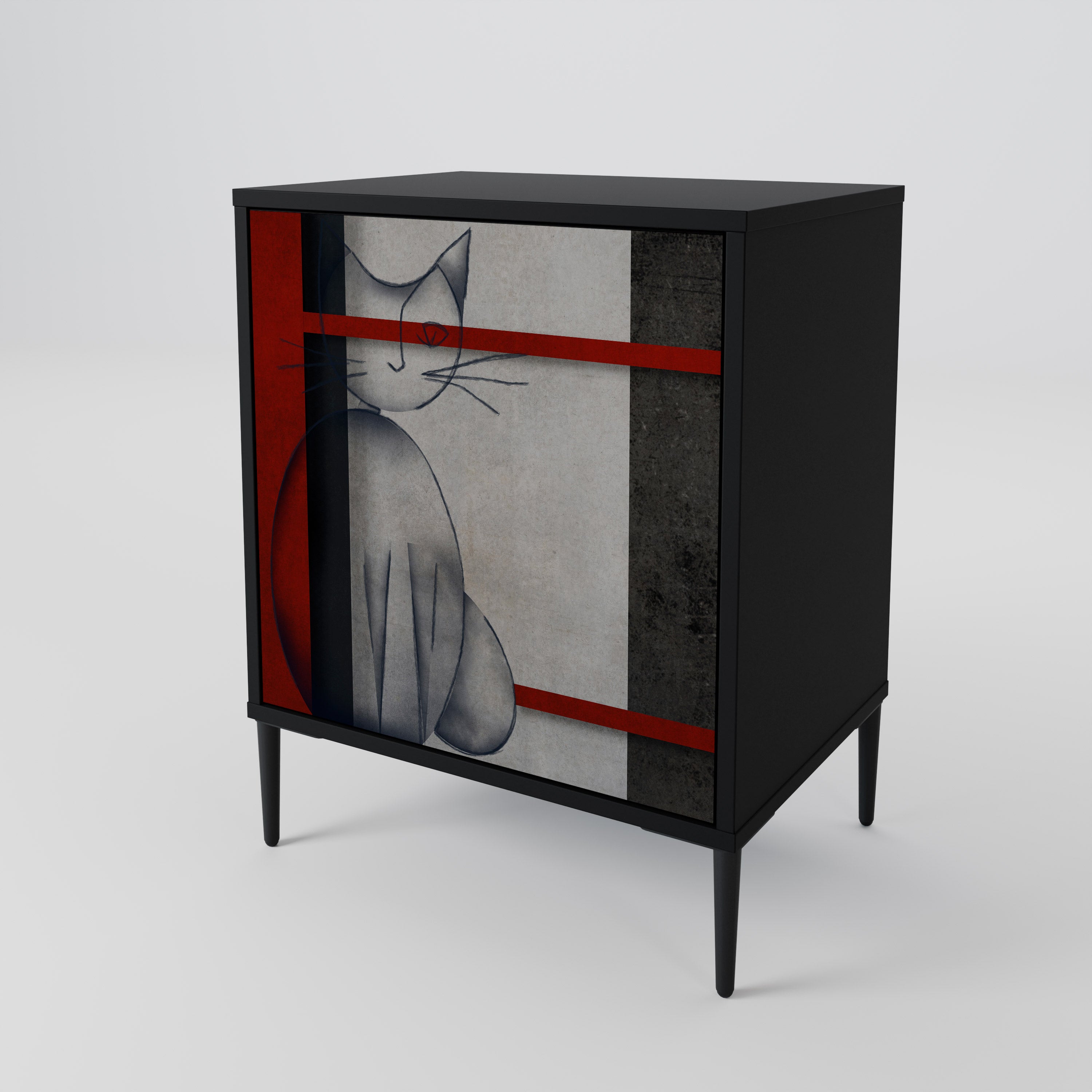Aparador de una puerta GRAY FIGURES en acabado negro