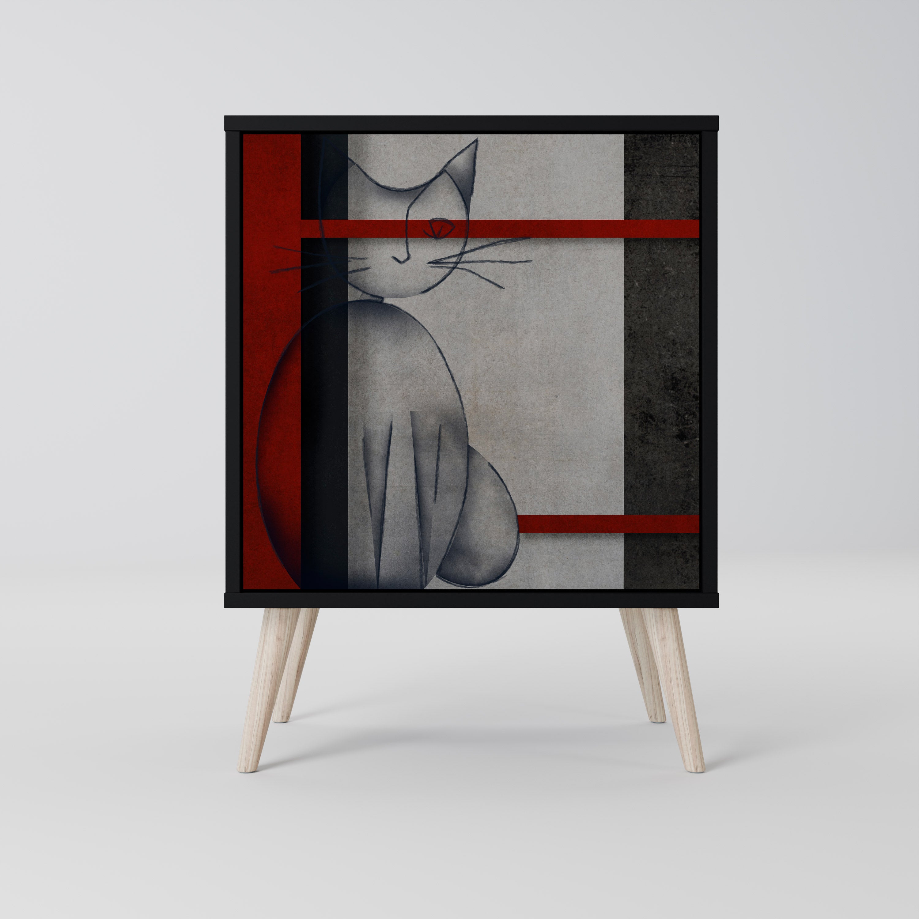 Aparador de una puerta GRAY FIGURES en acabado negro