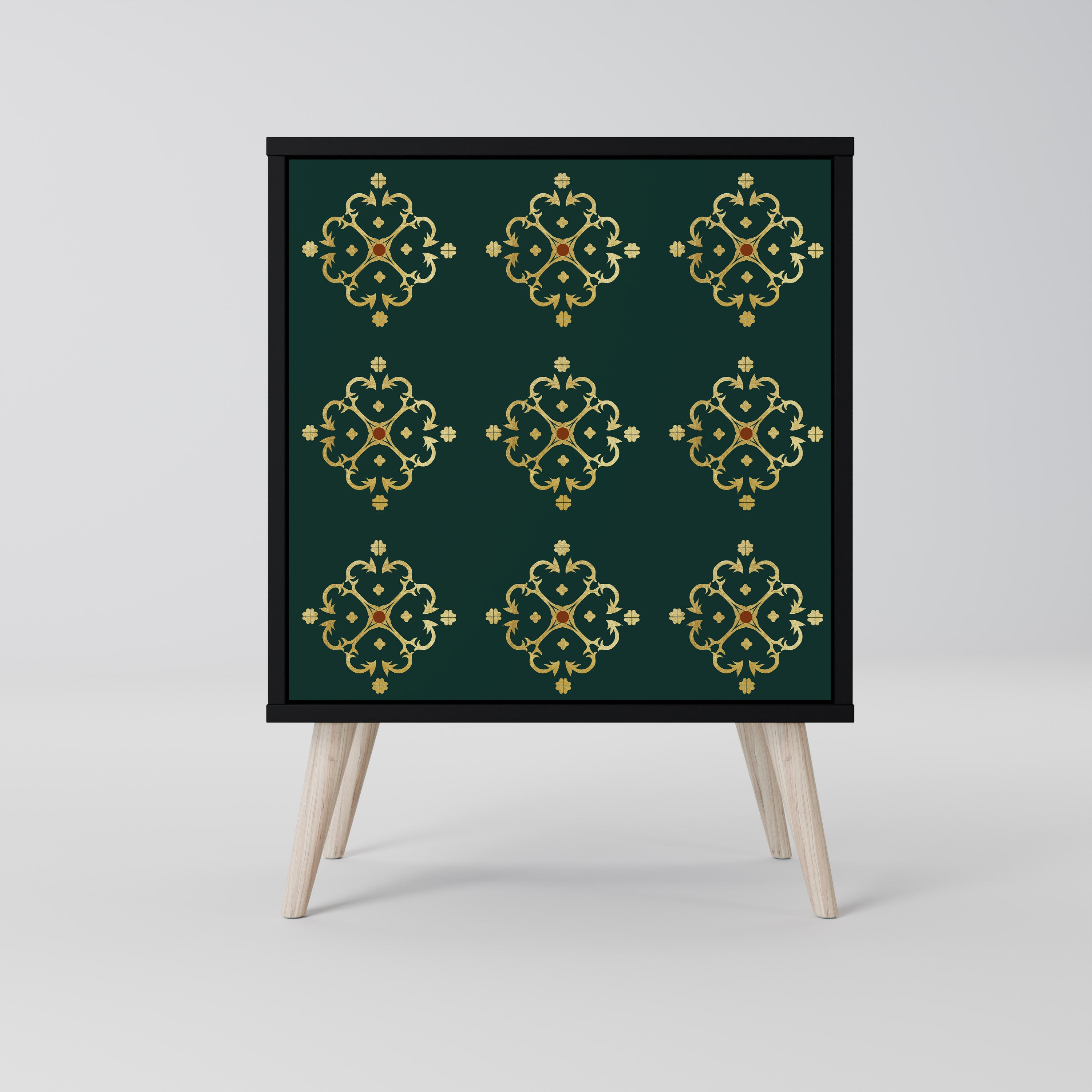 Aparador ROYAL MEDALLION de 1 puerta en acabado negro