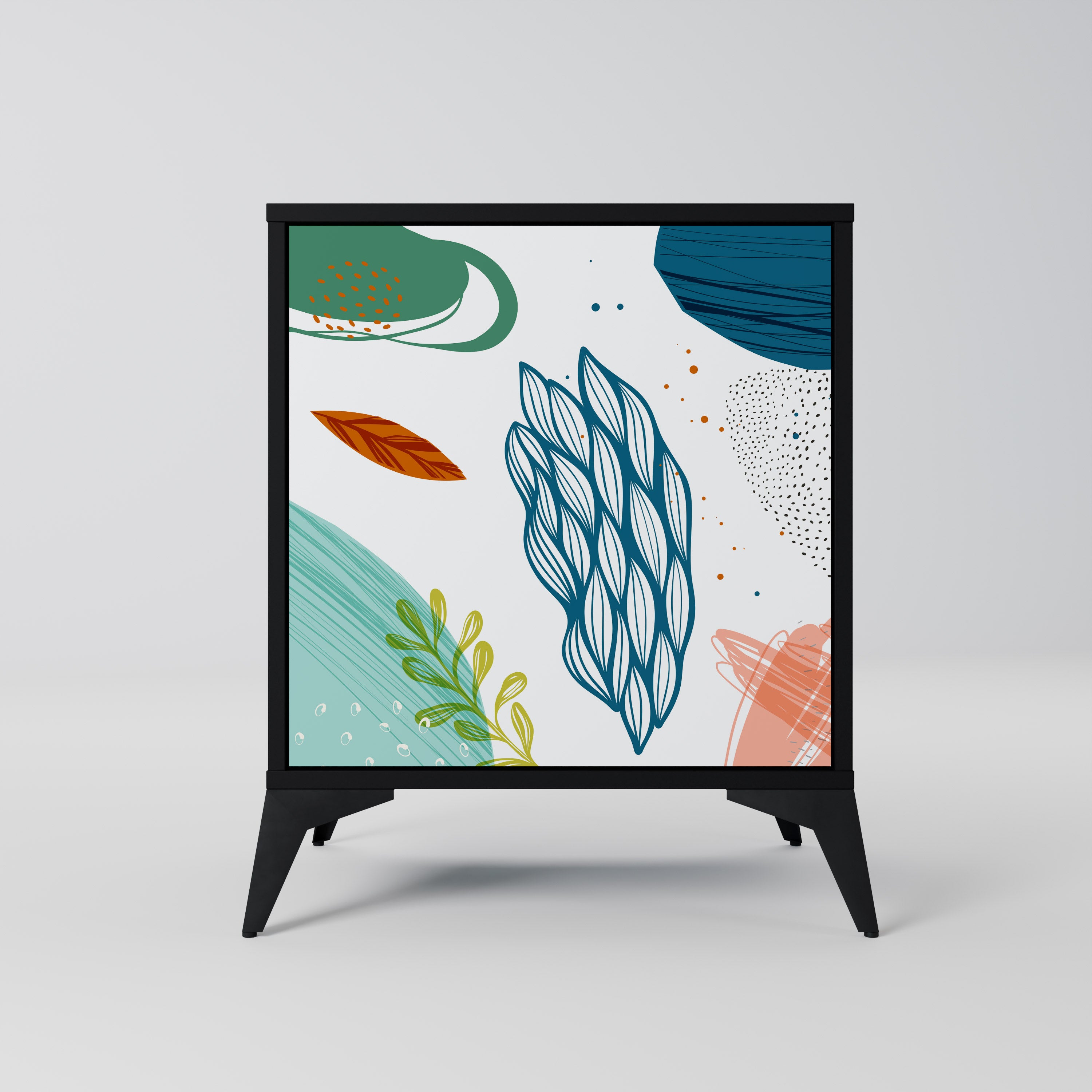 BOTANICAL HURRICANE 1-Door Sideboard in Black Finish