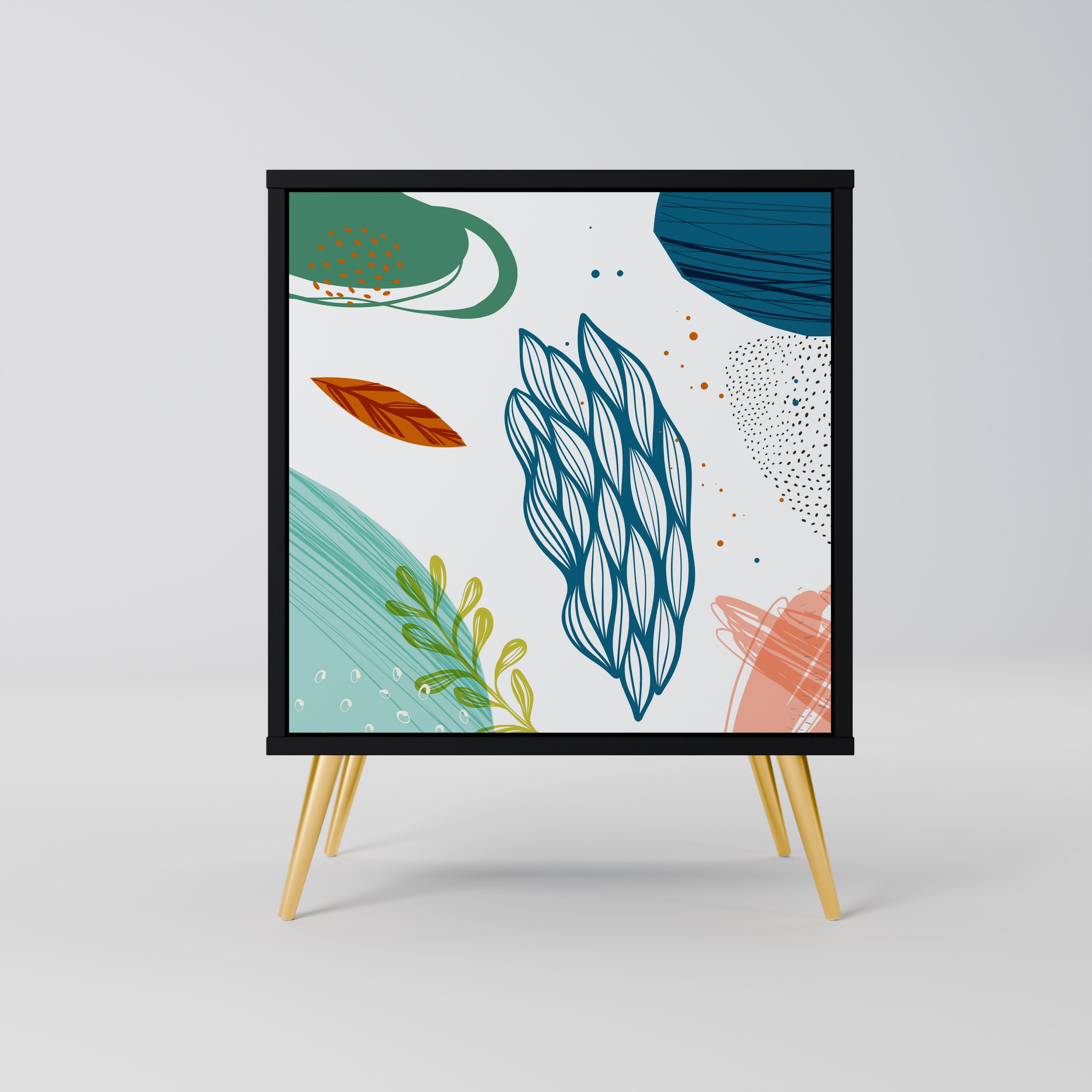 BOTANICAL HURRICANE 1-Door Sideboard in Black Finish