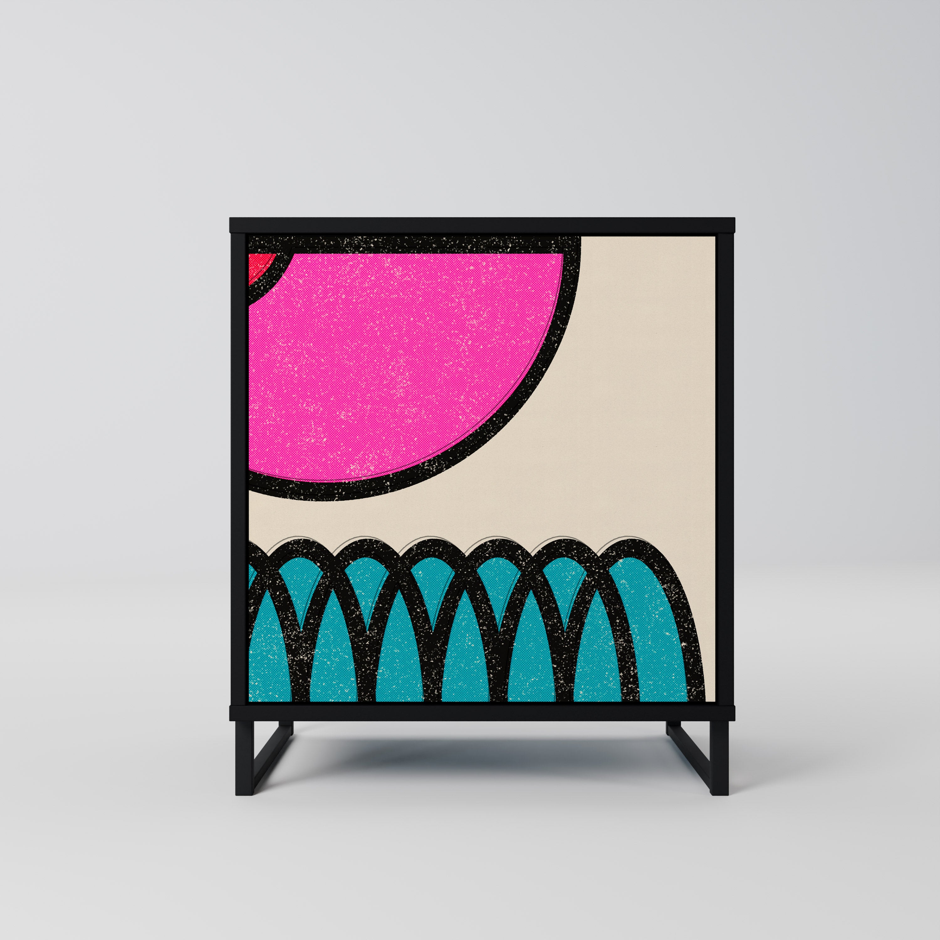 Aparador GEOMETRIC RHAPSODY de 1 puerta en acabado negro