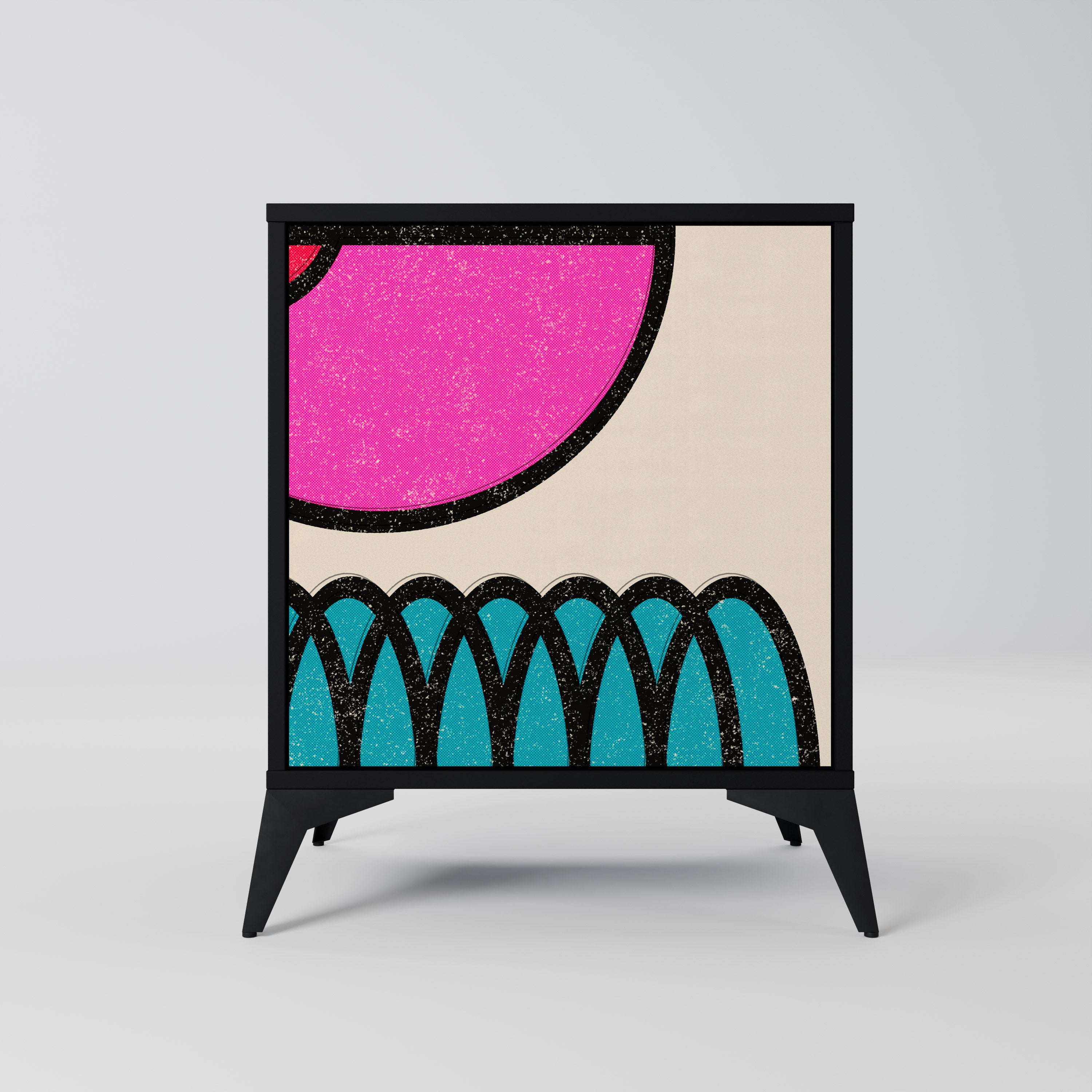 Aparador GEOMETRIC RHAPSODY de 1 puerta en acabado negro