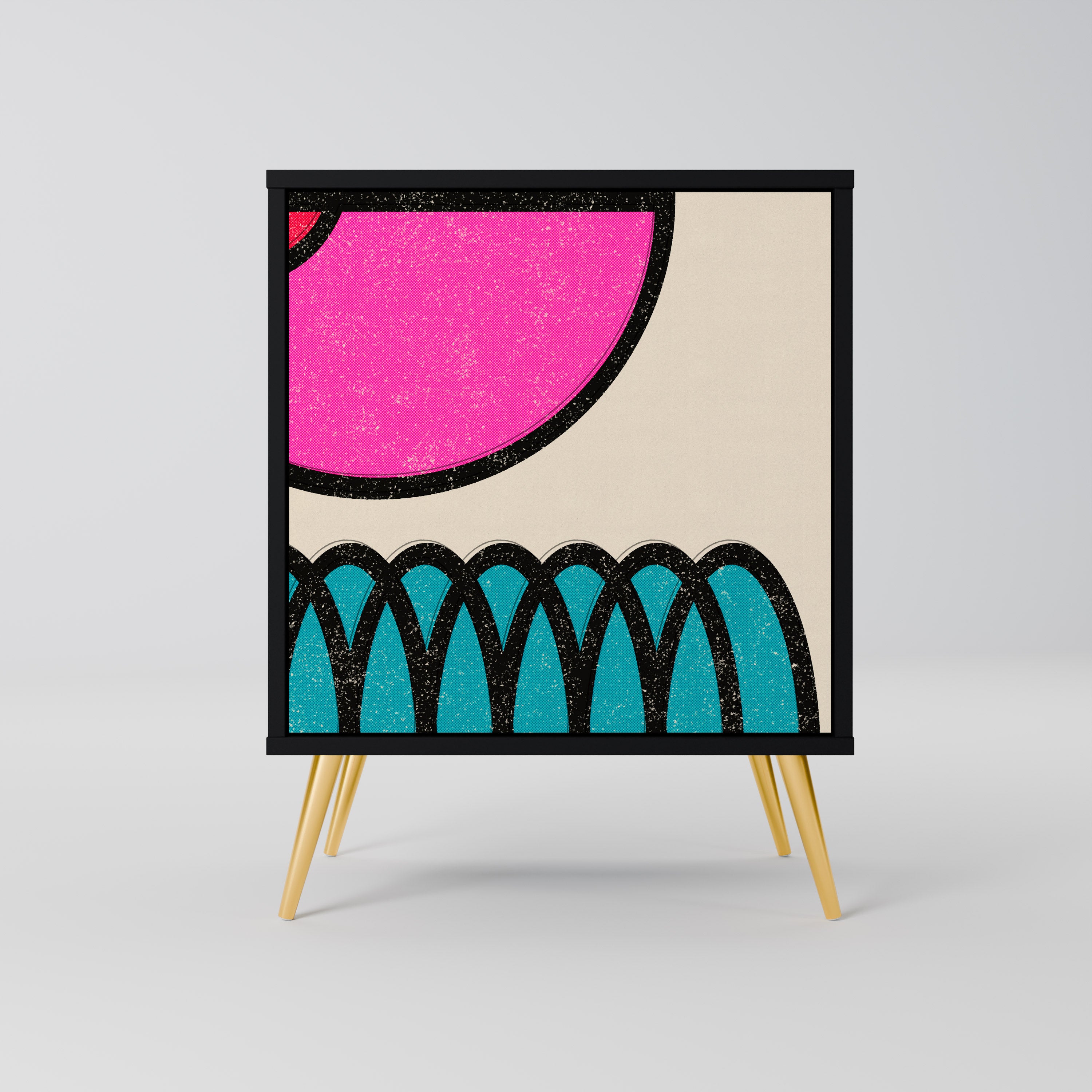 Aparador GEOMETRIC RHAPSODY de 1 puerta en acabado negro