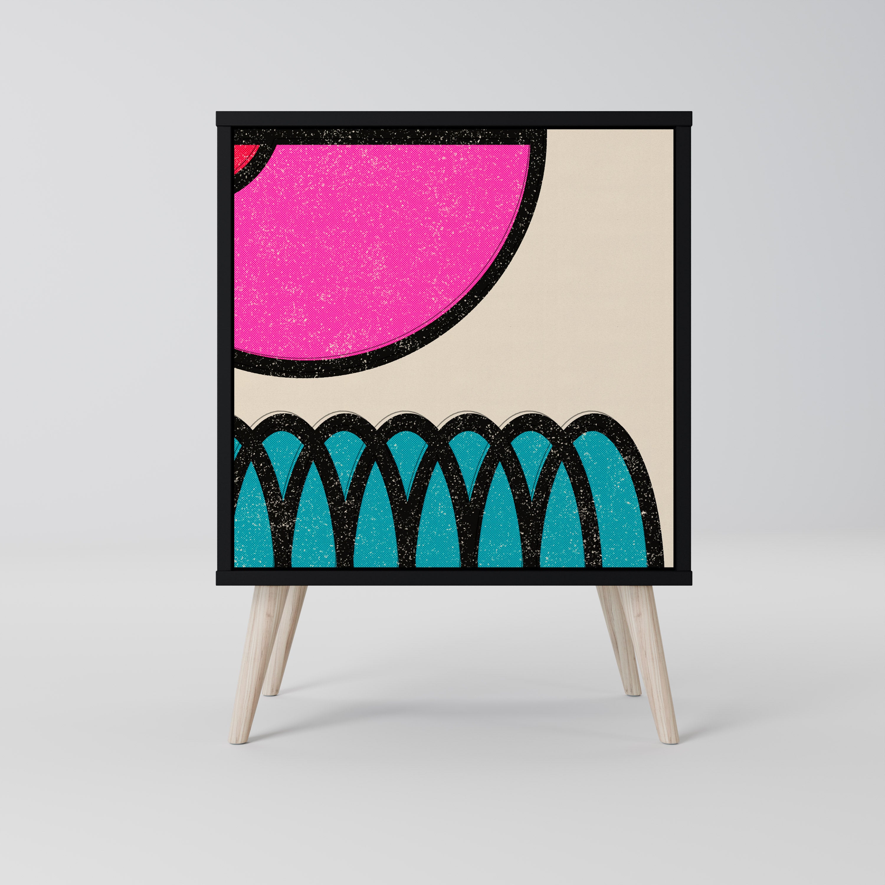 Aparador GEOMETRIC RHAPSODY de 1 puerta en acabado negro