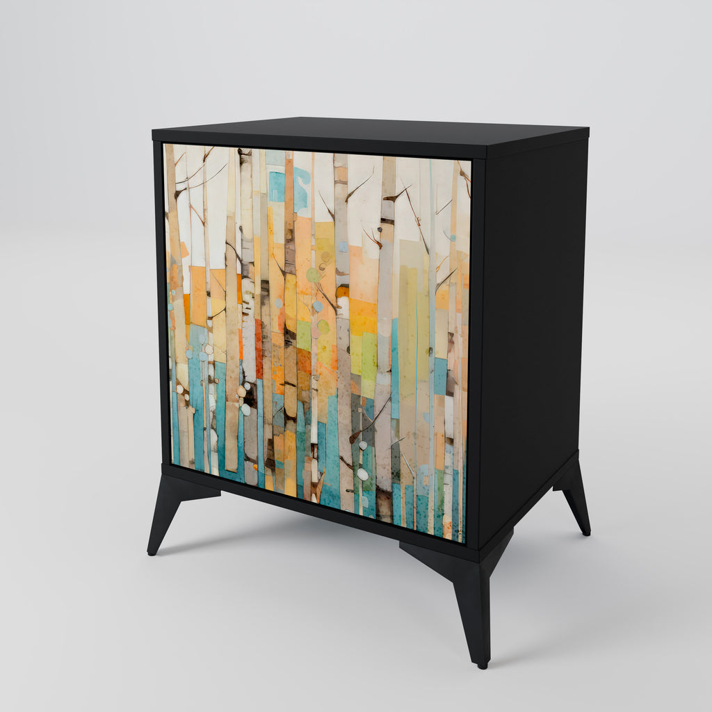 BIRCH KALEIDOSCOPE 1-Door Sideboard in Black Finish